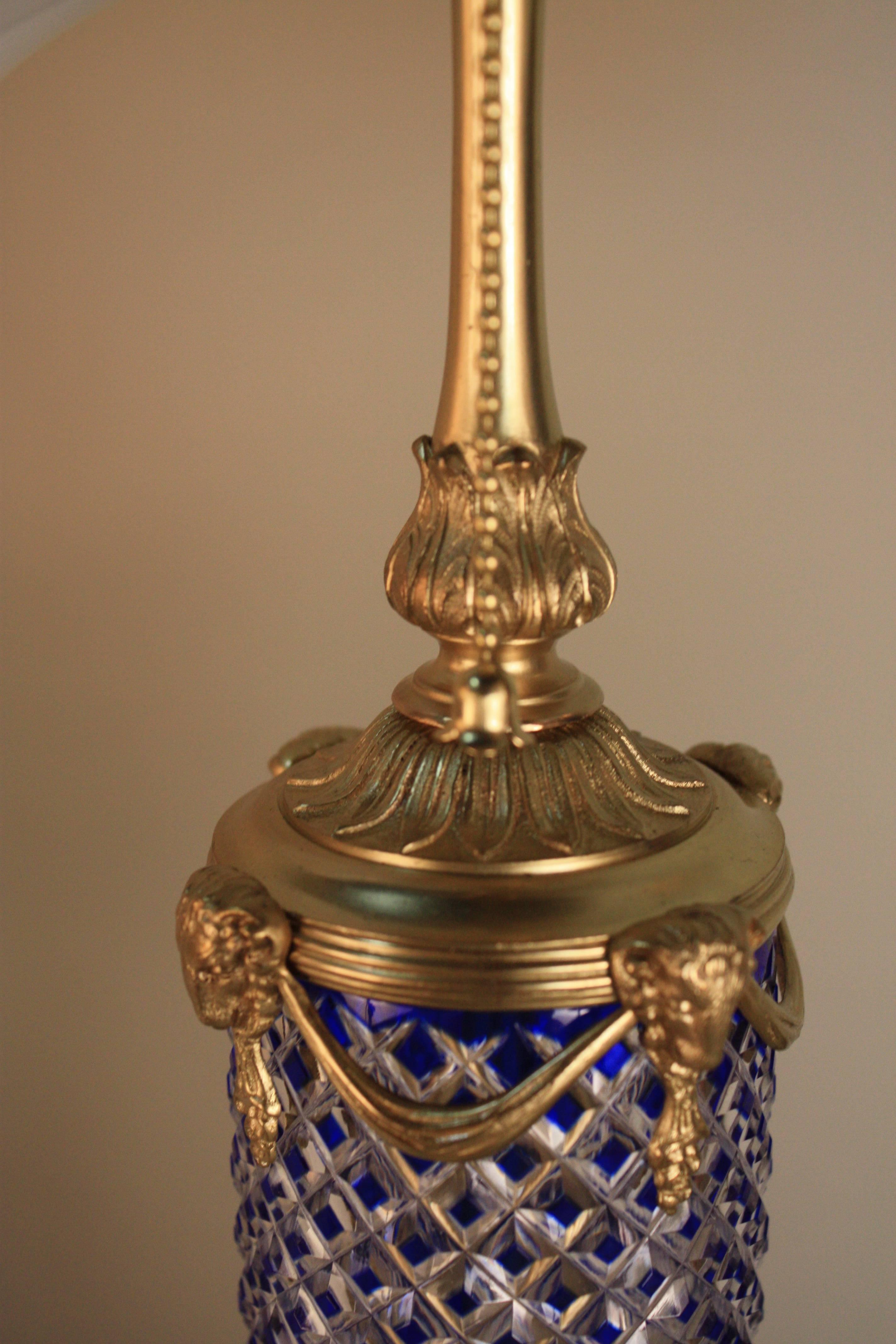 English Bronze-Mounted Cut Crystal Table Lamp 1