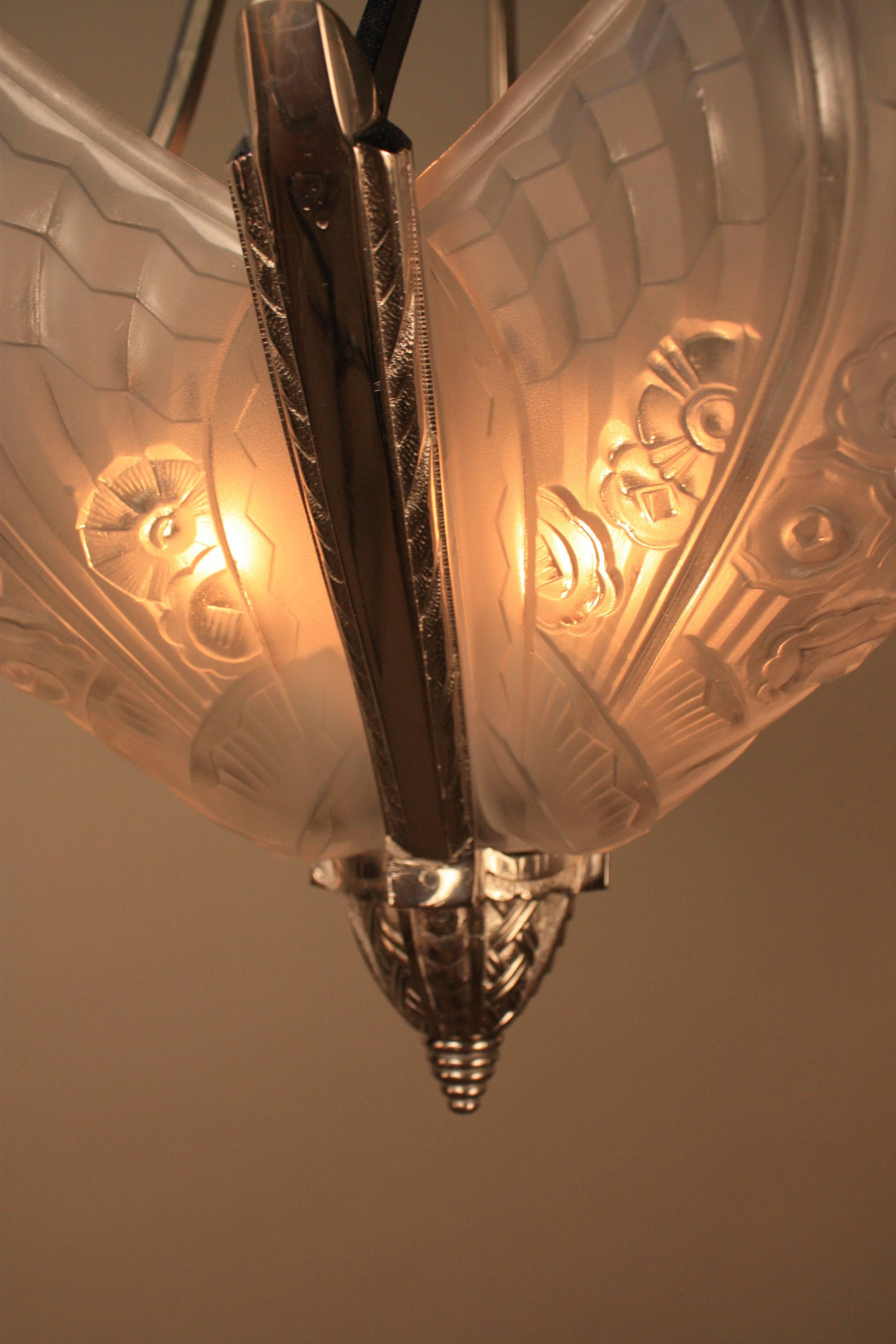 Mid-20th Century French 1930s Art Deco Chandelier
