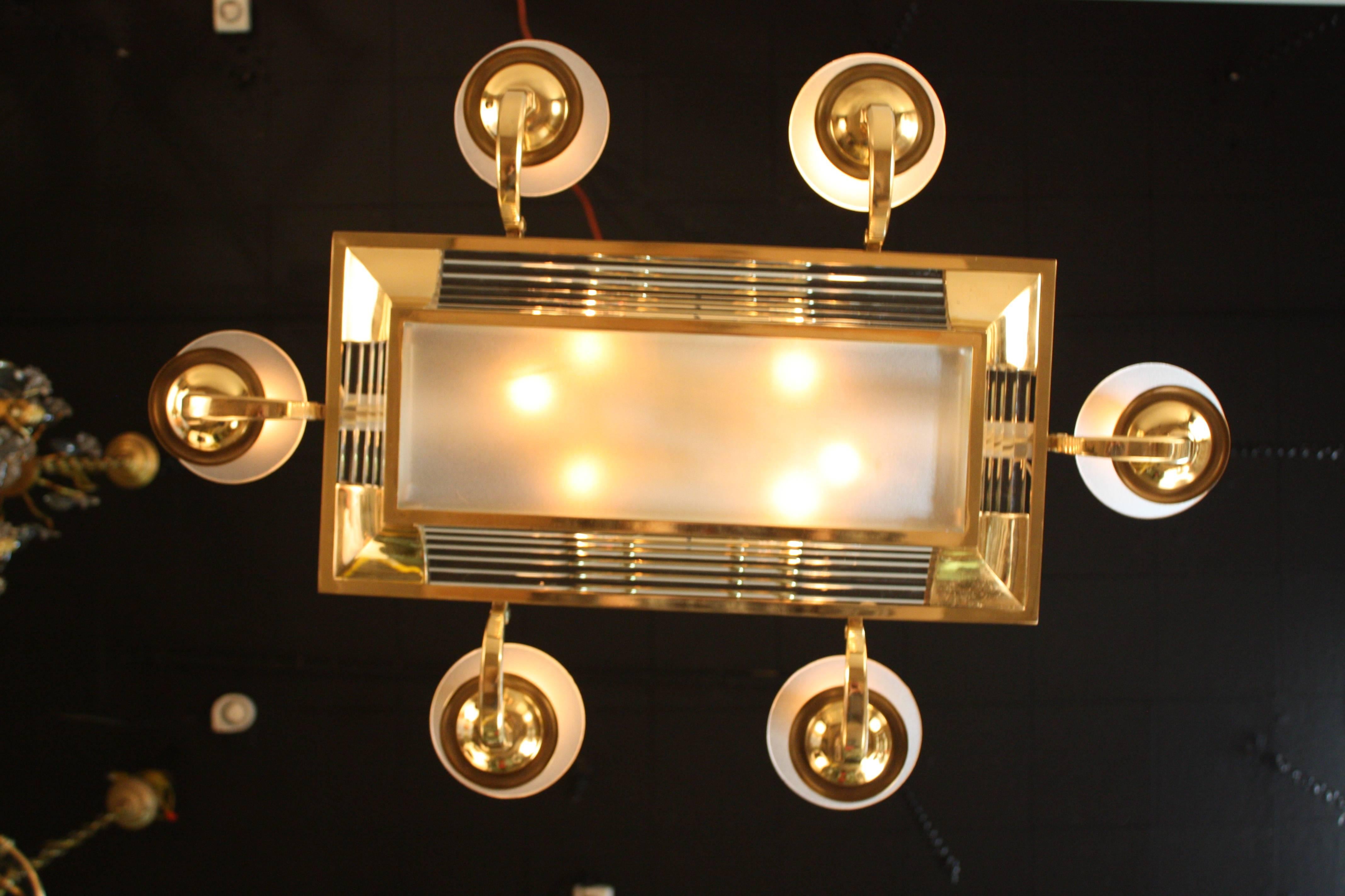 Polished French Art Deco Chandelier by Petitot