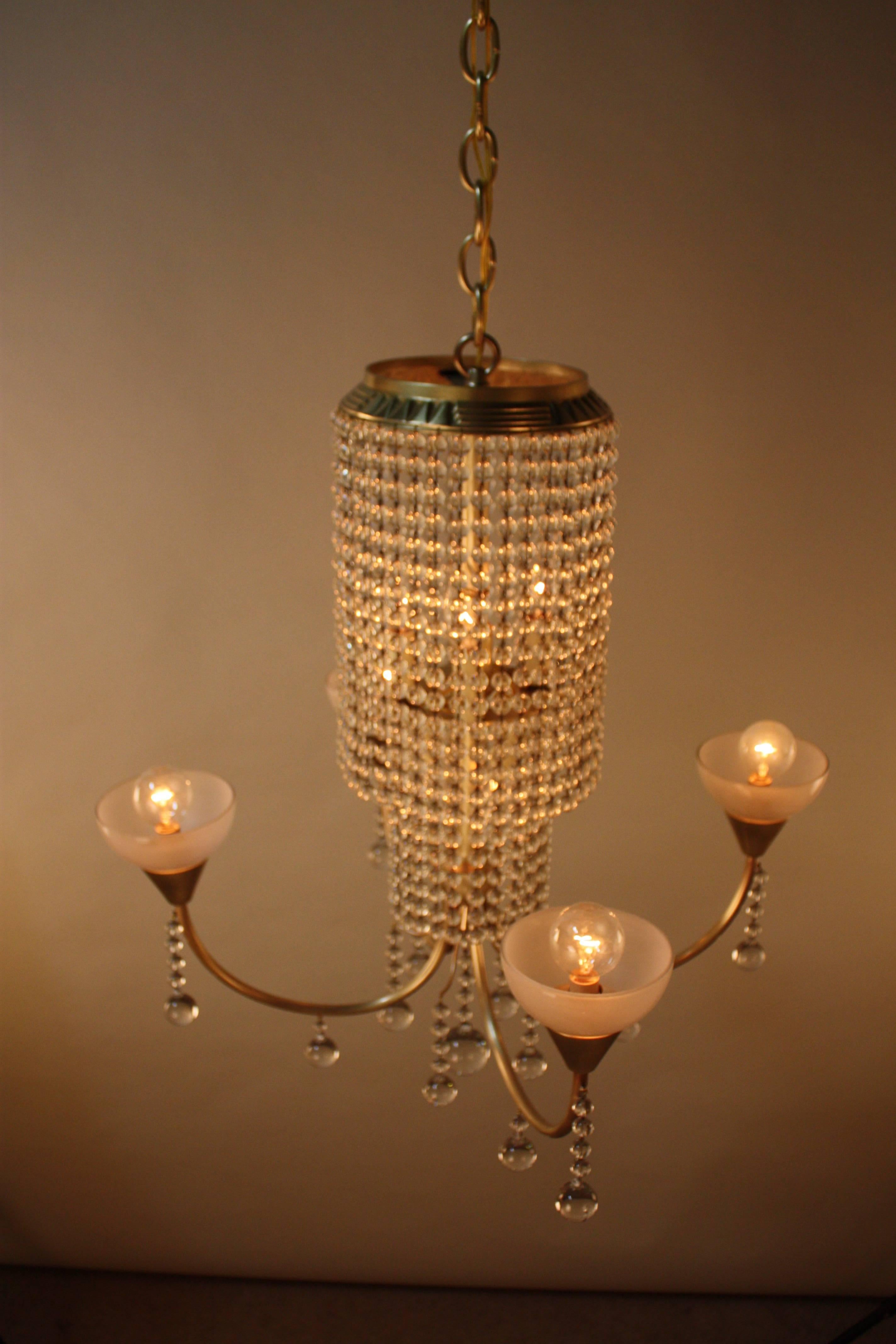 Art Deco Beaded Glass Chandelier  2