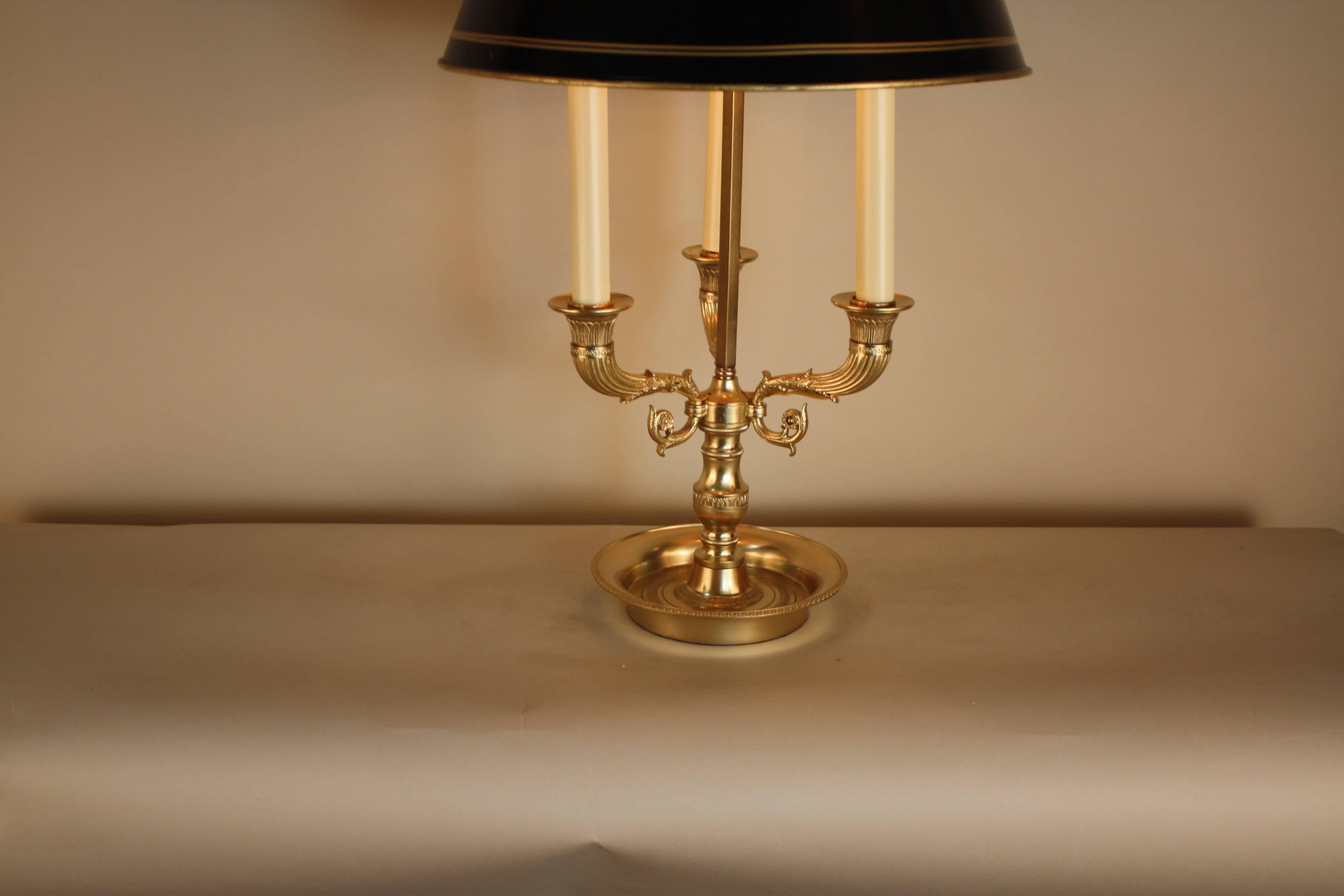 Empire French Bronze Bouillotte Desk or Table Lamp