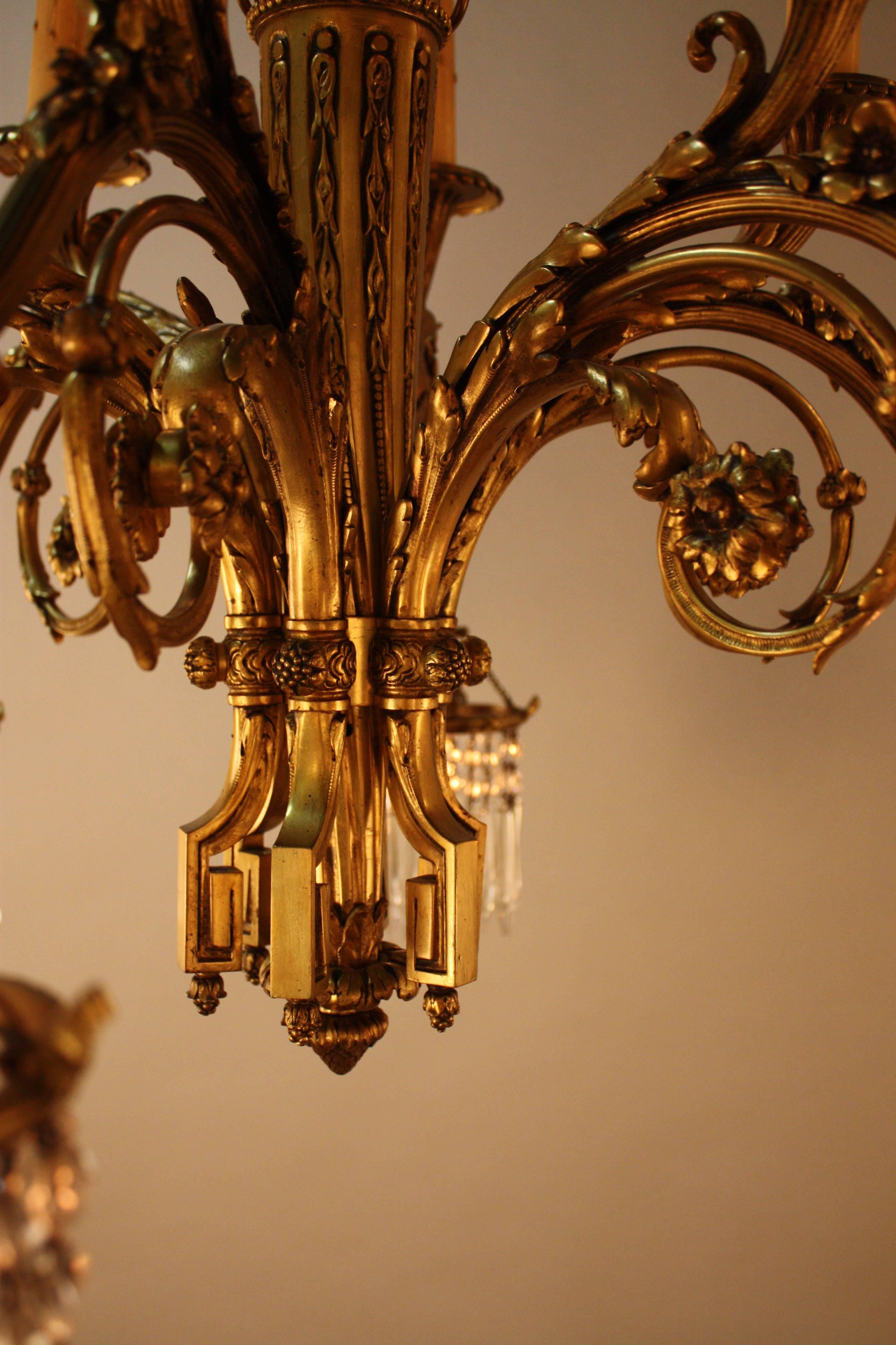 French Empire Style Bronze and Crystal Chandelier 6