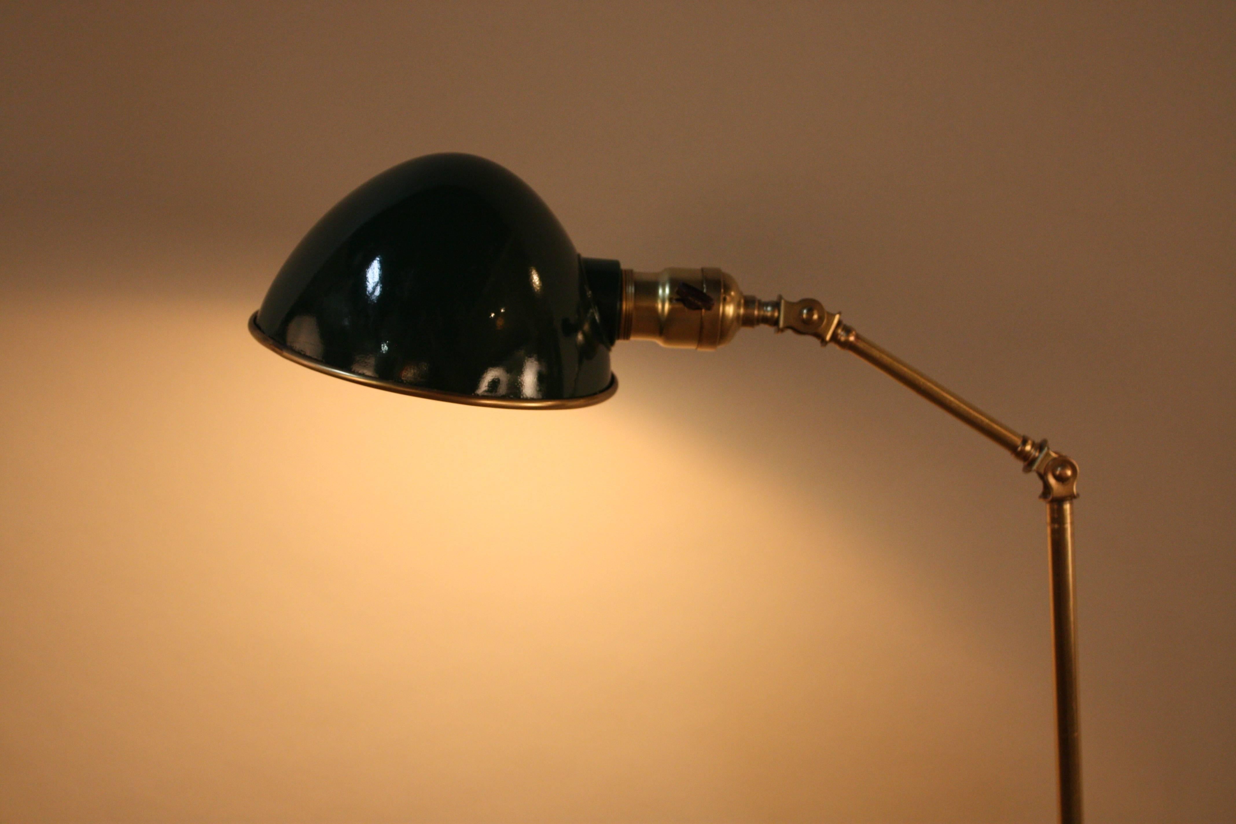 Industrial American Adjustable Brass Floor Lamp by Faries