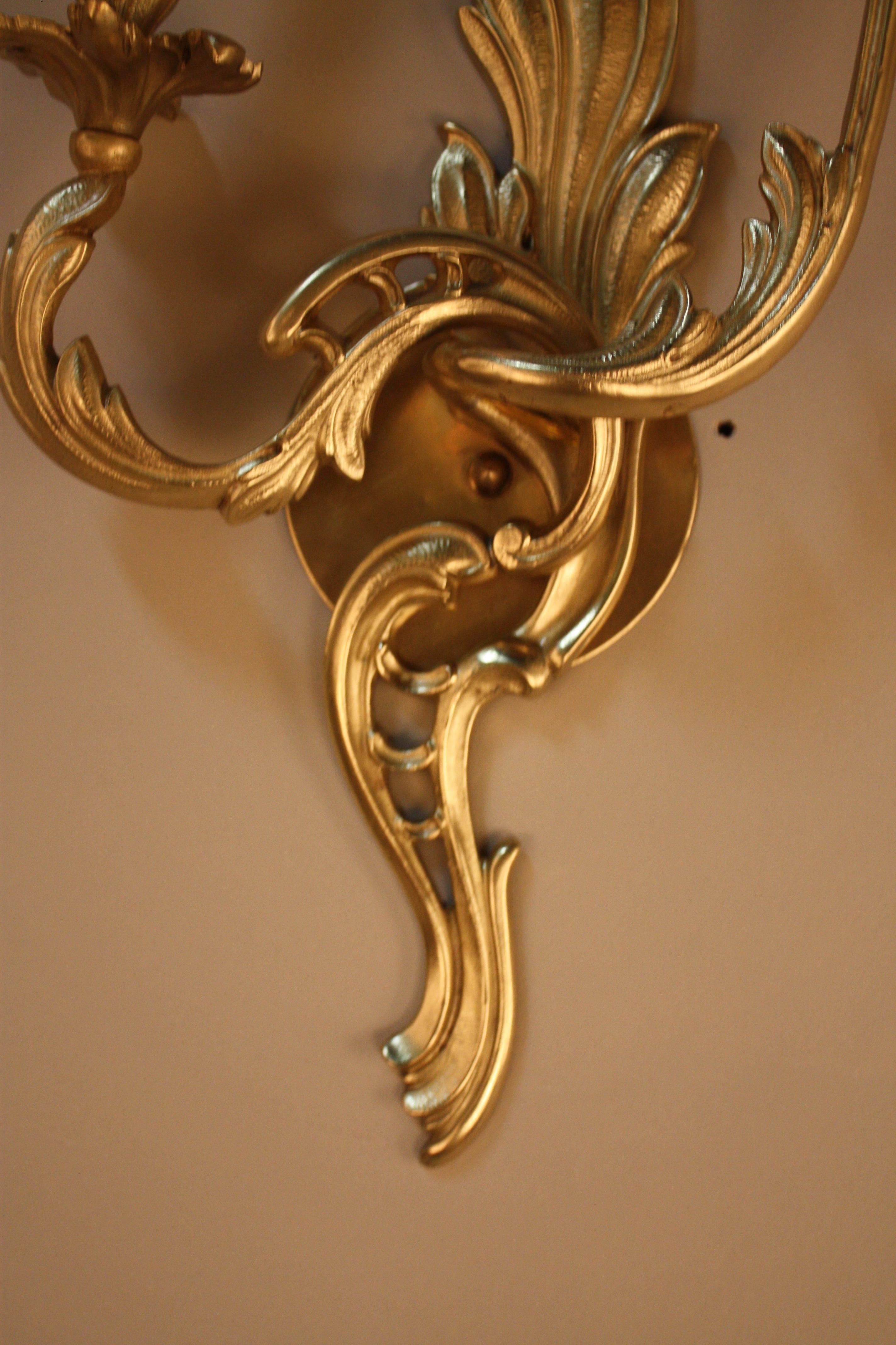  Pair of Bronze Art Nouveau Wall Sconces In Good Condition In Fairfax, VA