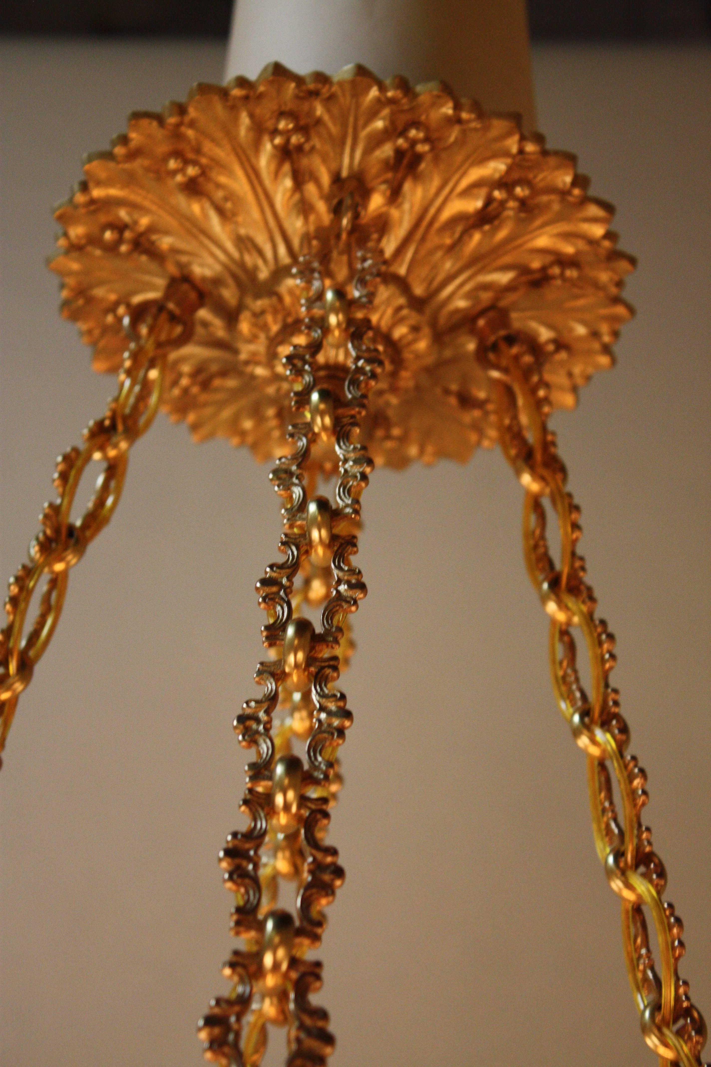 French Art Glass Hand-Painted Chandelier 2