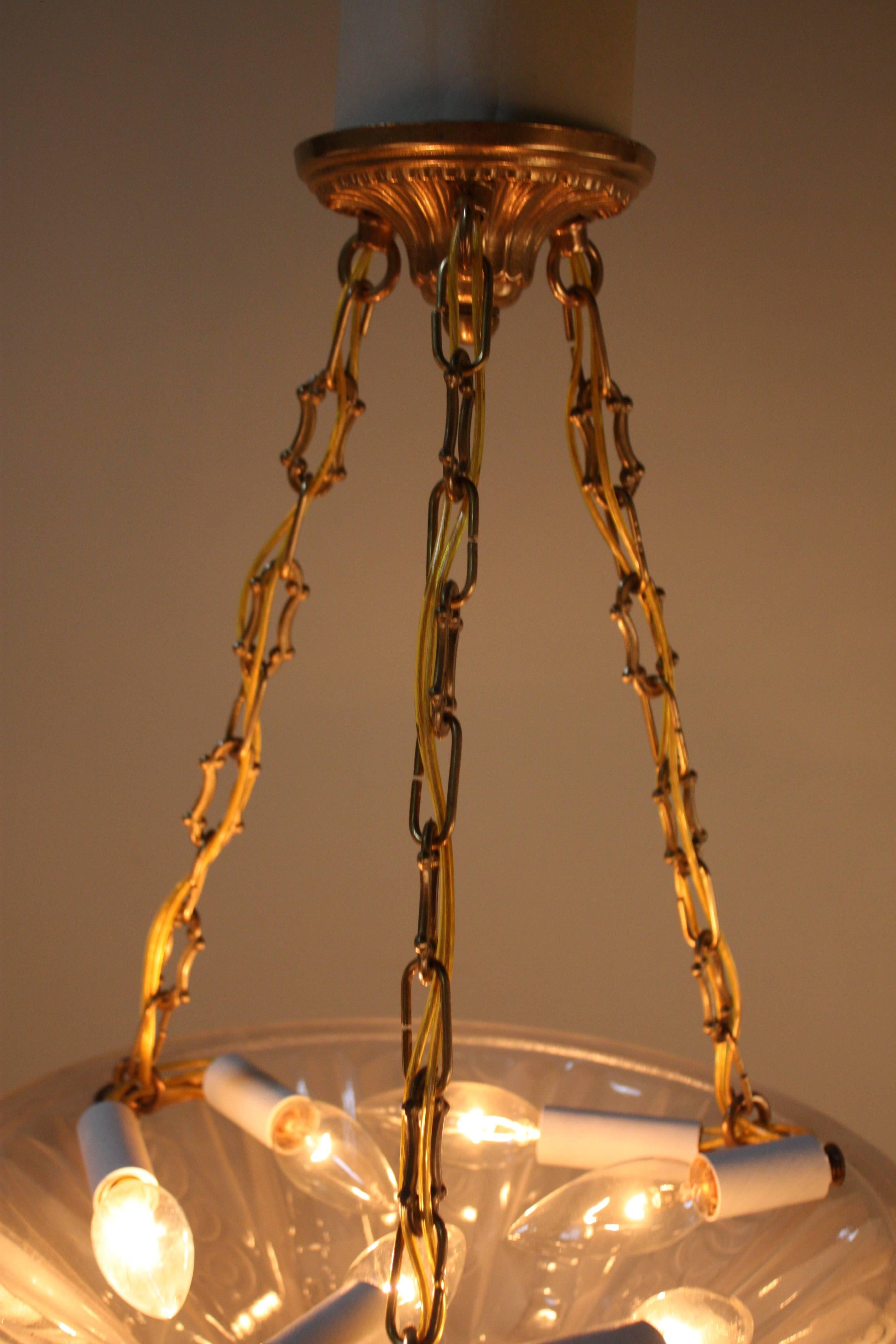Bronze Pair of Art Deco Chandelier by Muller Frères