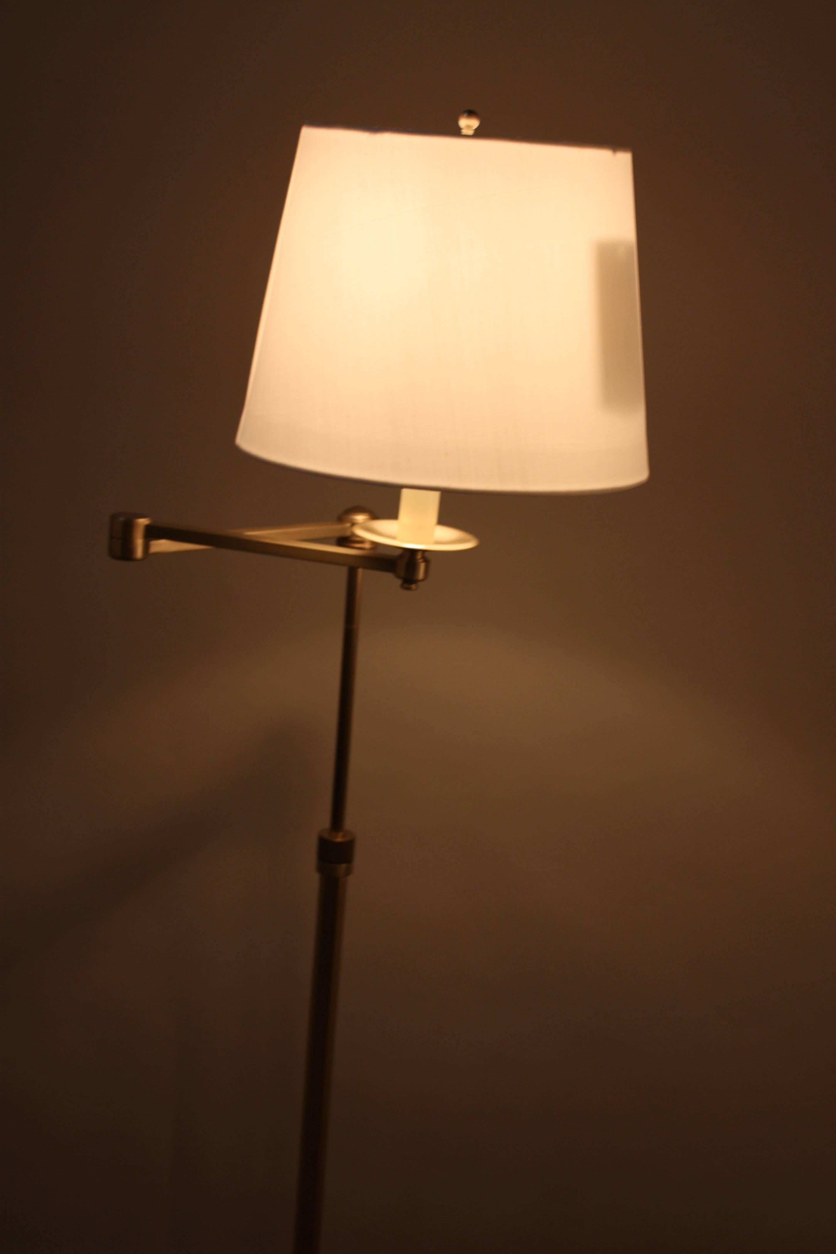 French Mid-Century Swing Arm Bronze Floor Lamp