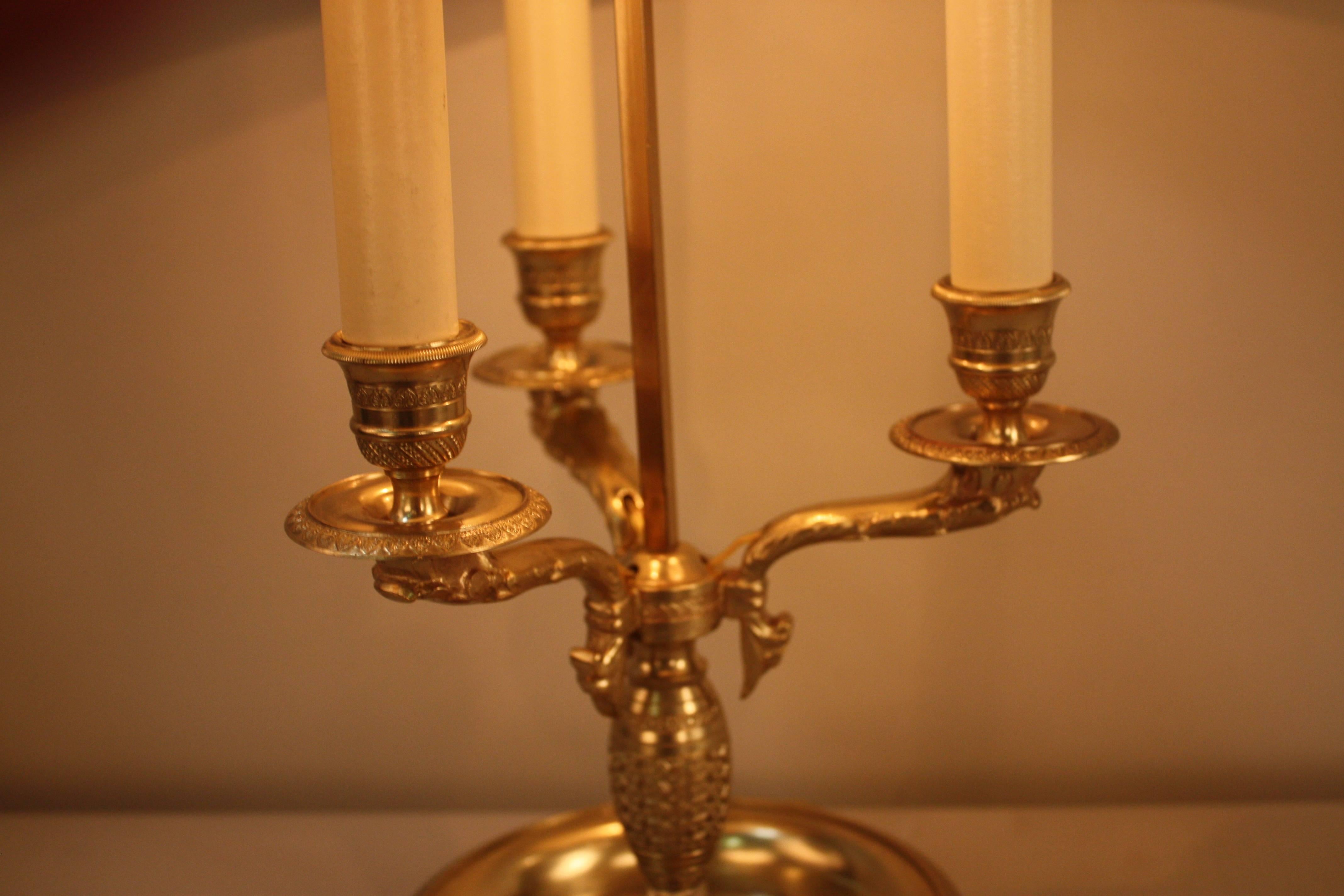 Early 20th Century French Empire Style Bronze Bouillotte Table Lamp