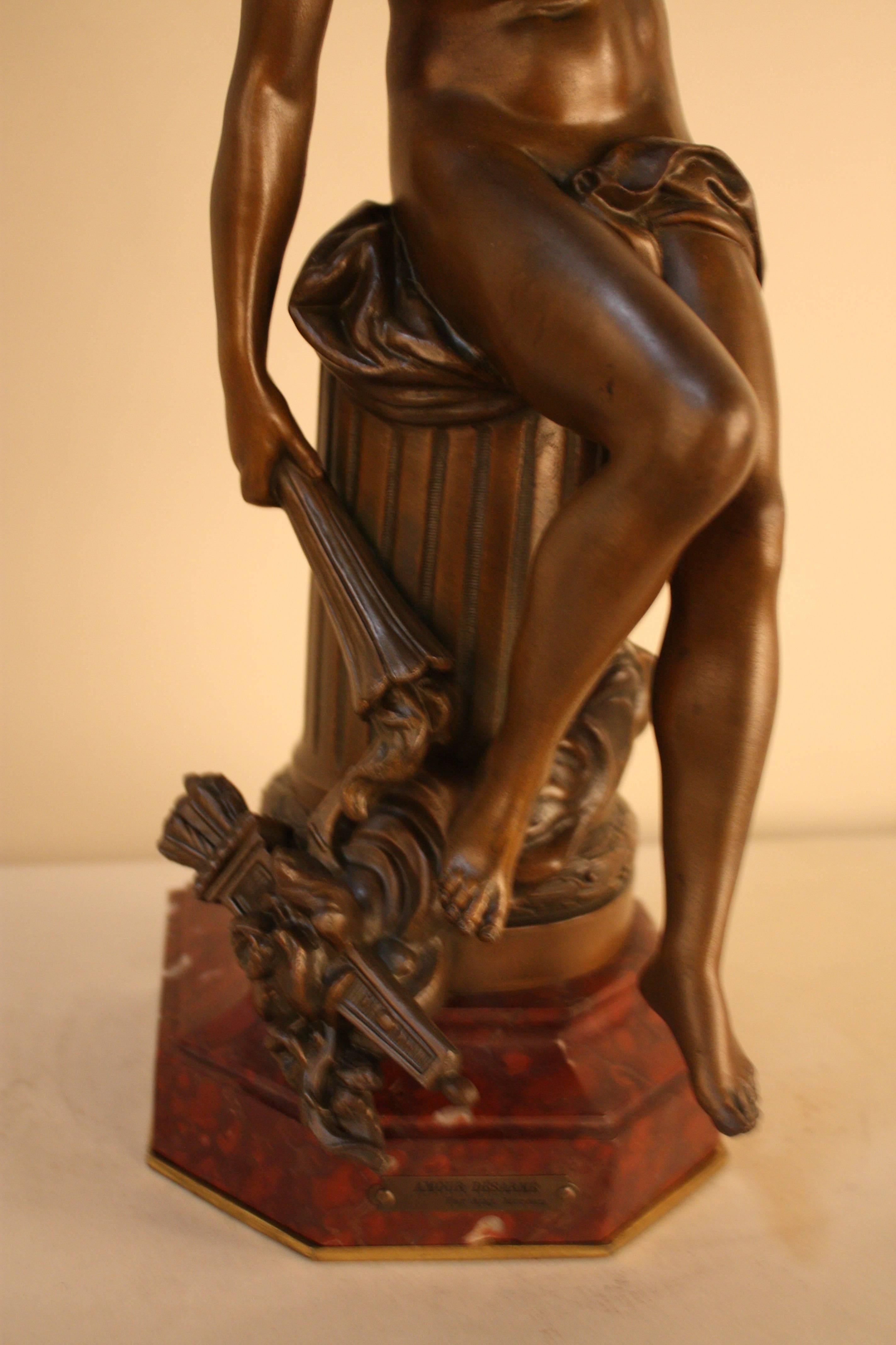 Early 20th Century Bronze Sculpture of Young Cupid-Angel Boy Carrying the Torch