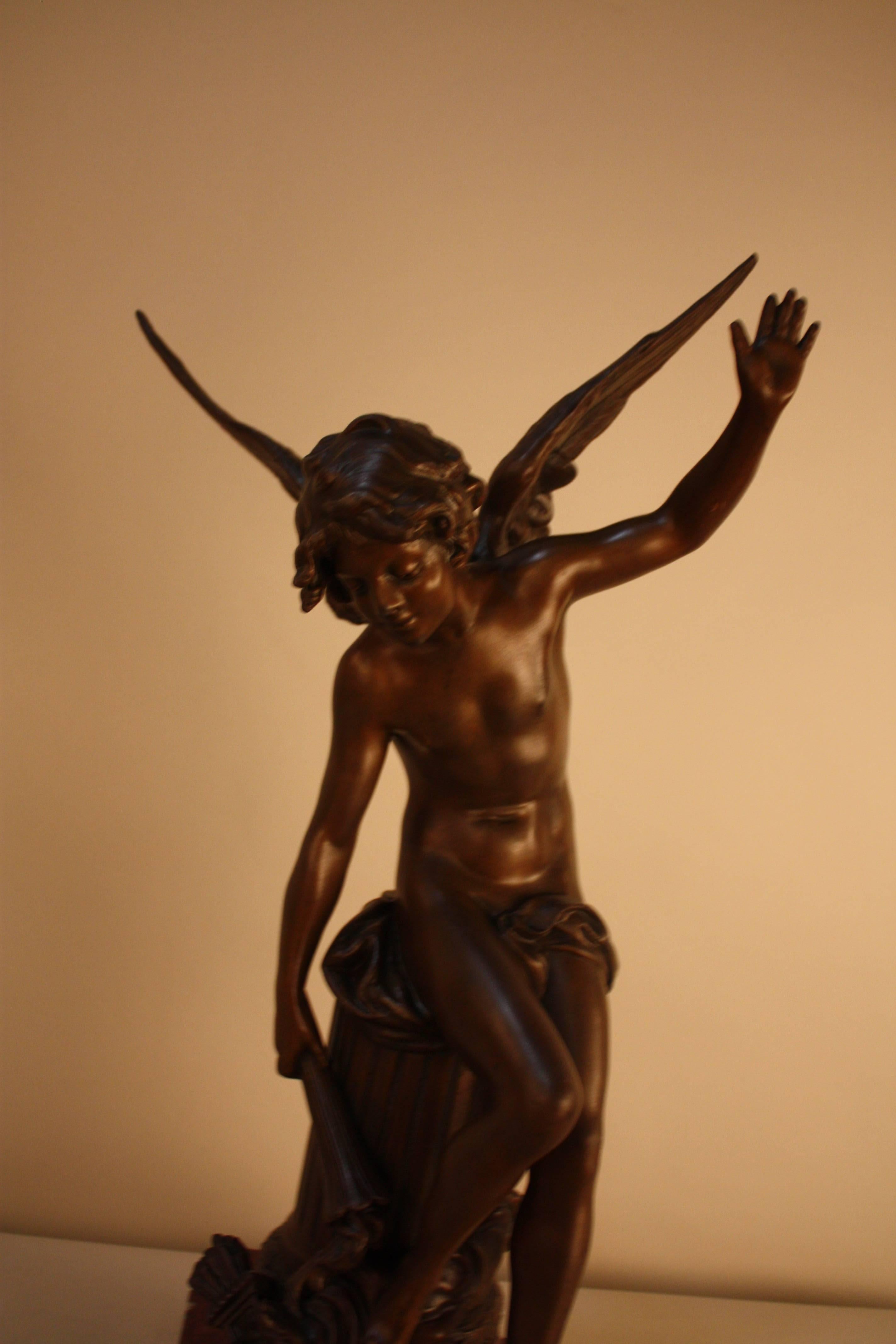 Bronze Sculpture of Young Cupid-Angel Boy Carrying the Torch 1