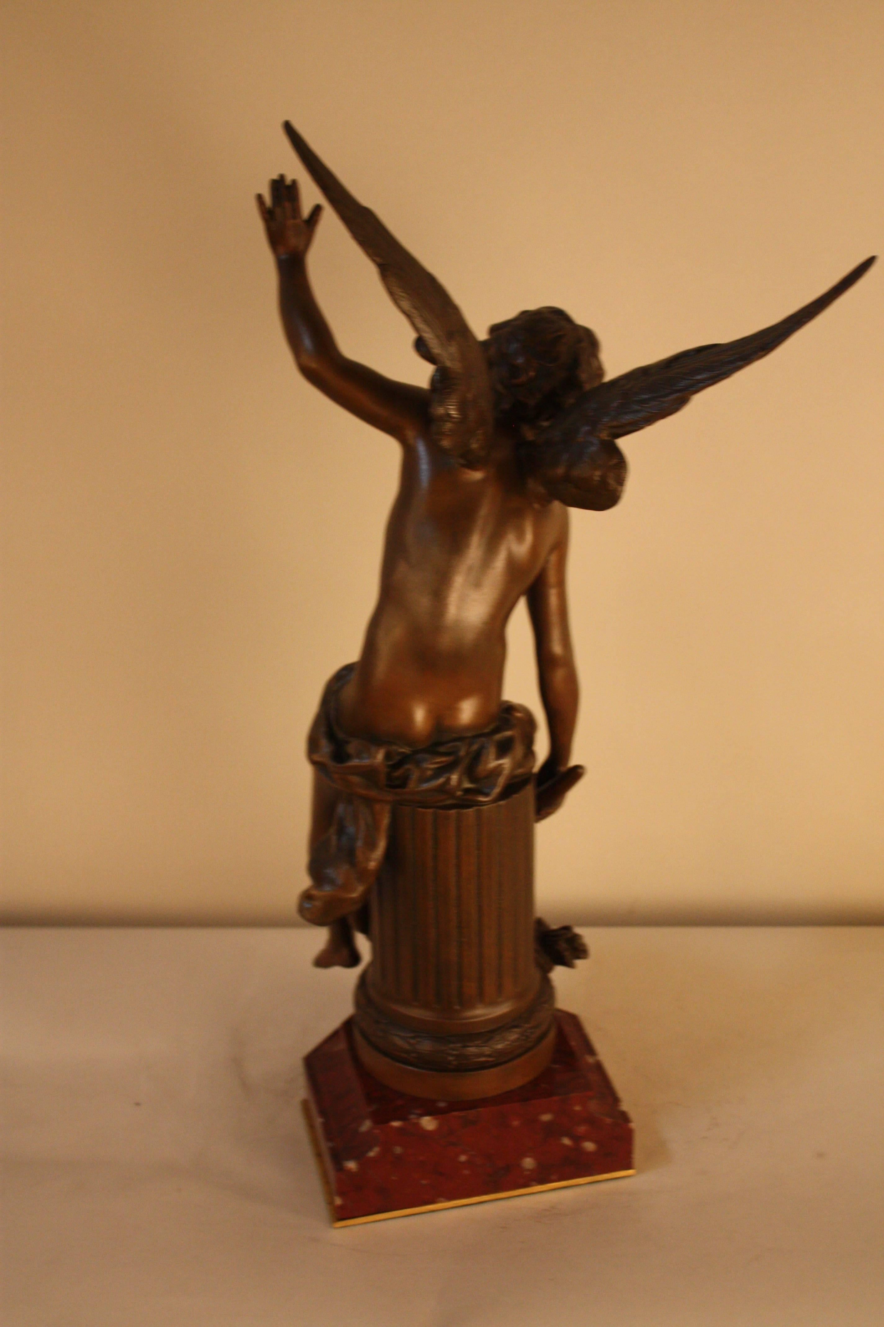 Bronze Sculpture of Young Cupid-Angel Boy Carrying the Torch 2
