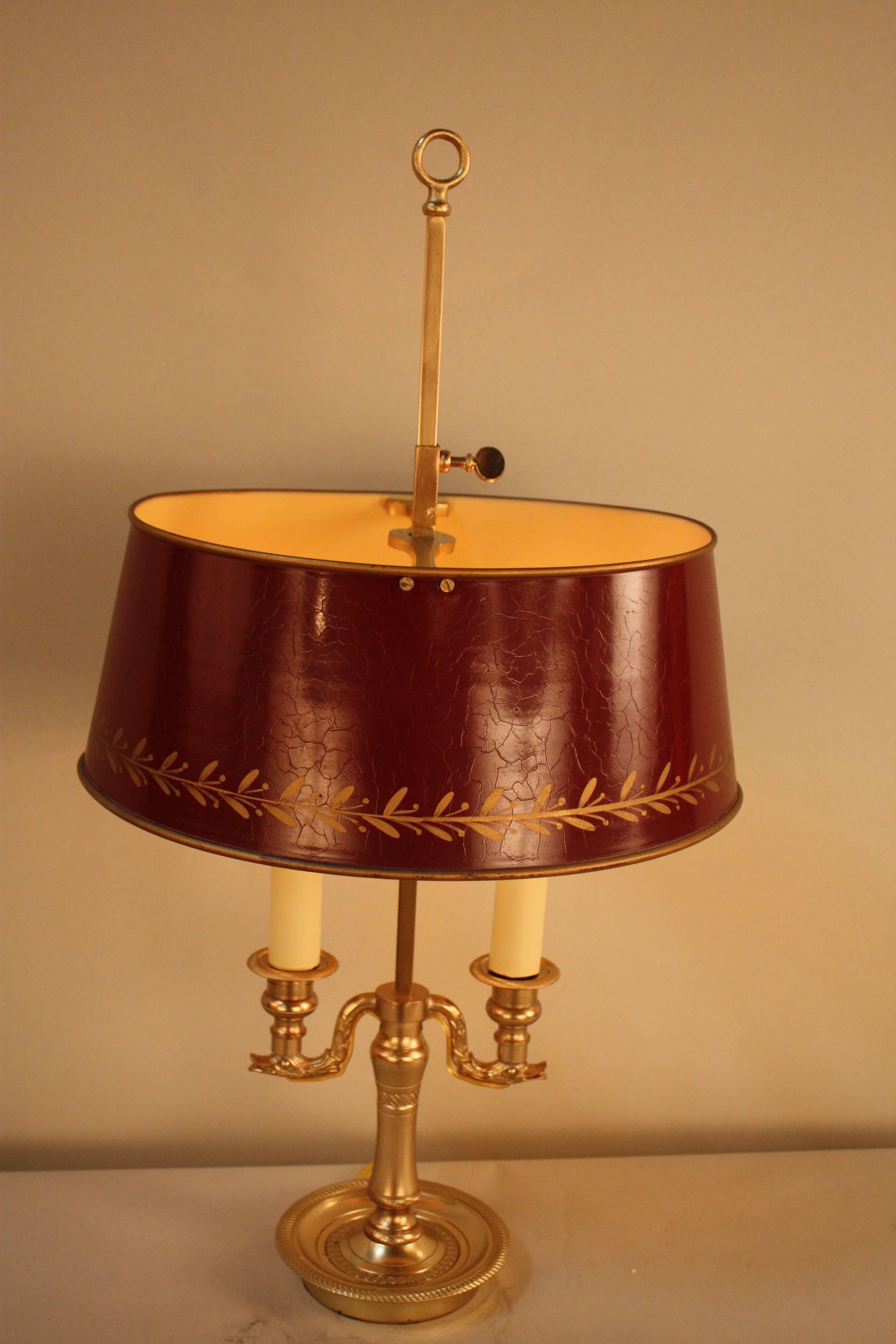 French Bronze Empire Style Bouillotte Table Lamp 1