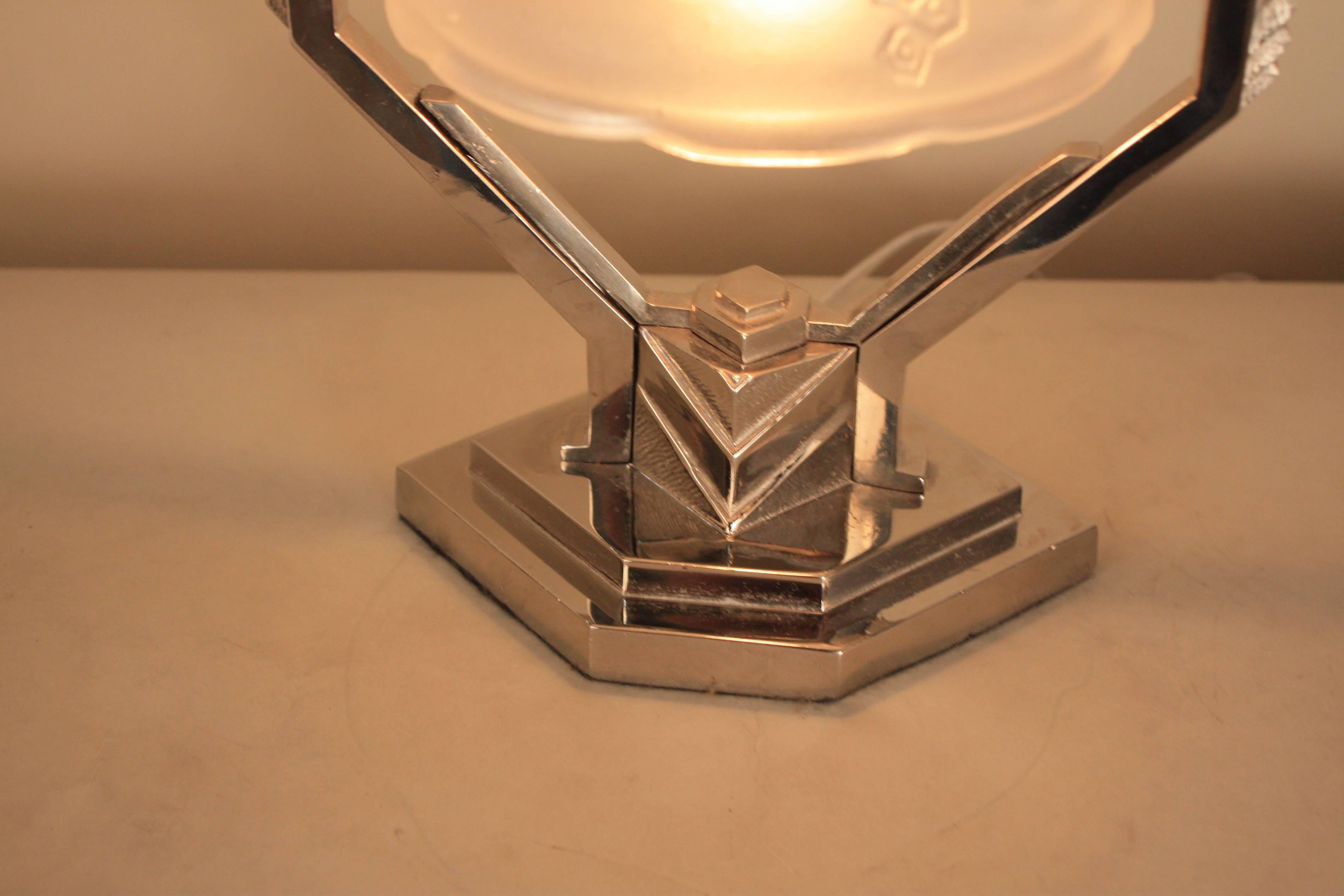 Frosted French Art Deco Table Lamp