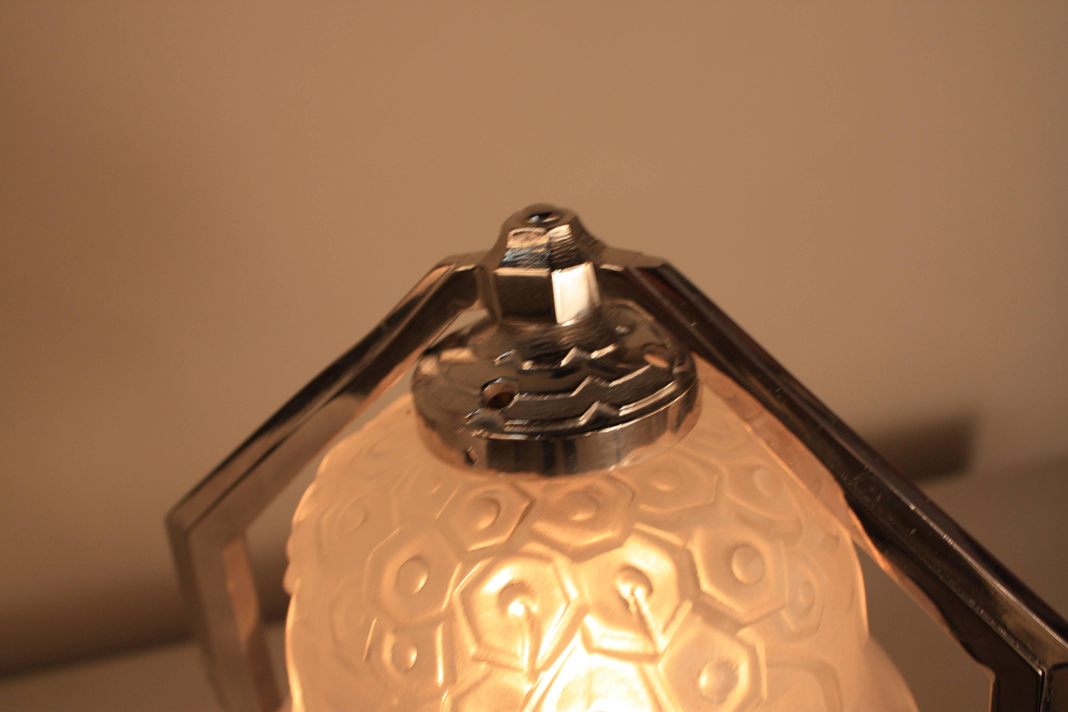 Nickel French Art Deco Table Lamp