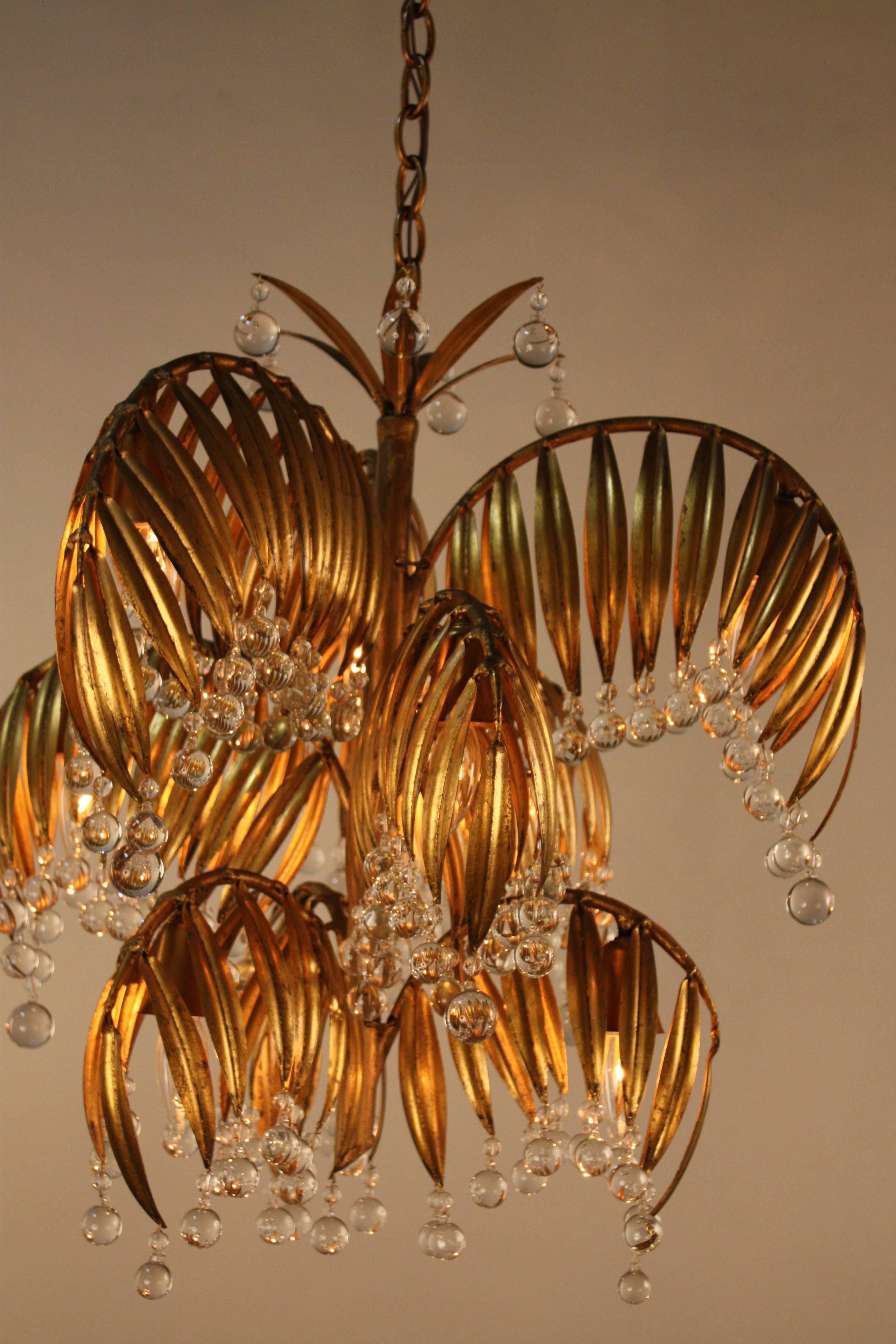gold palm leaf chandelier