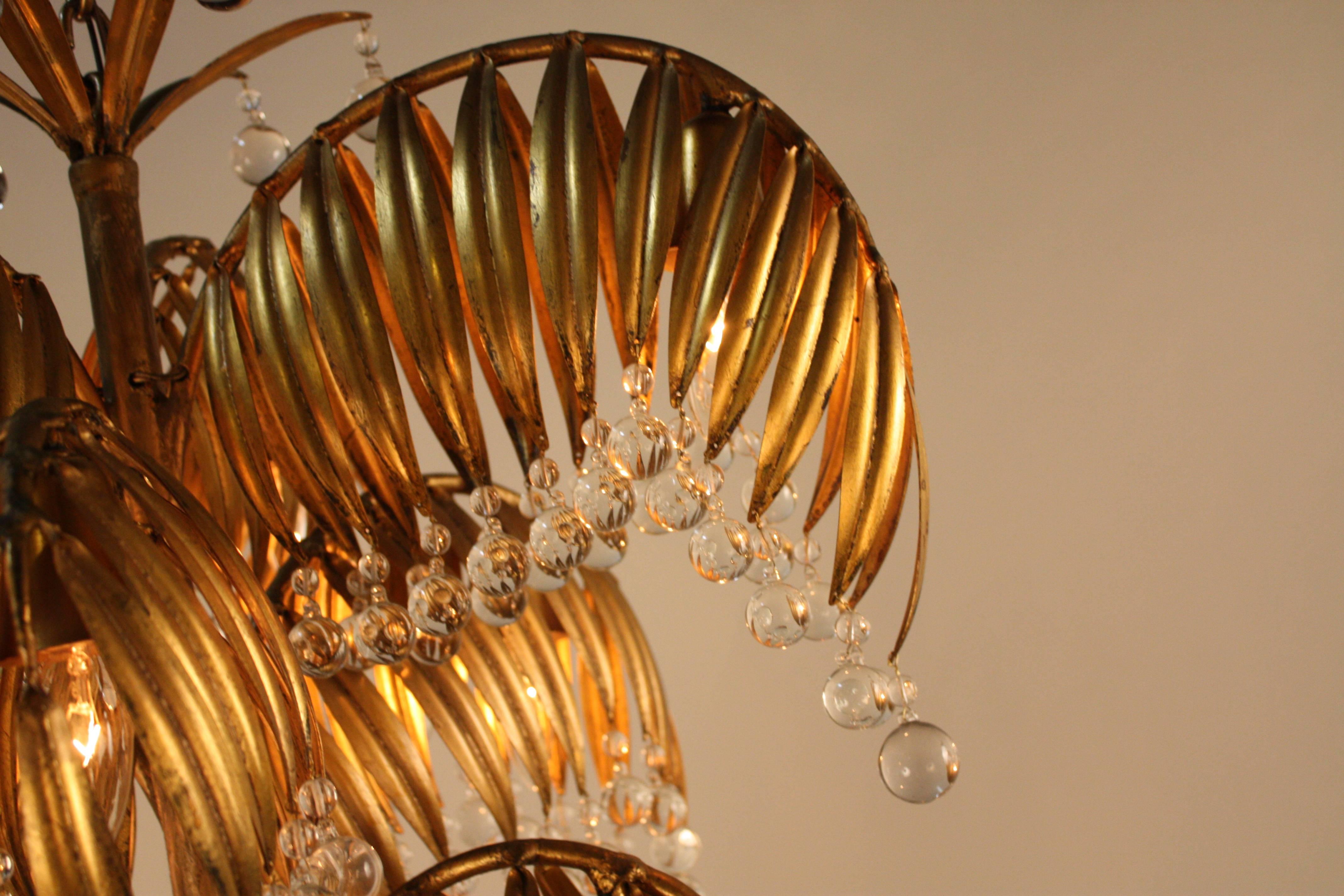 gold palm chandelier