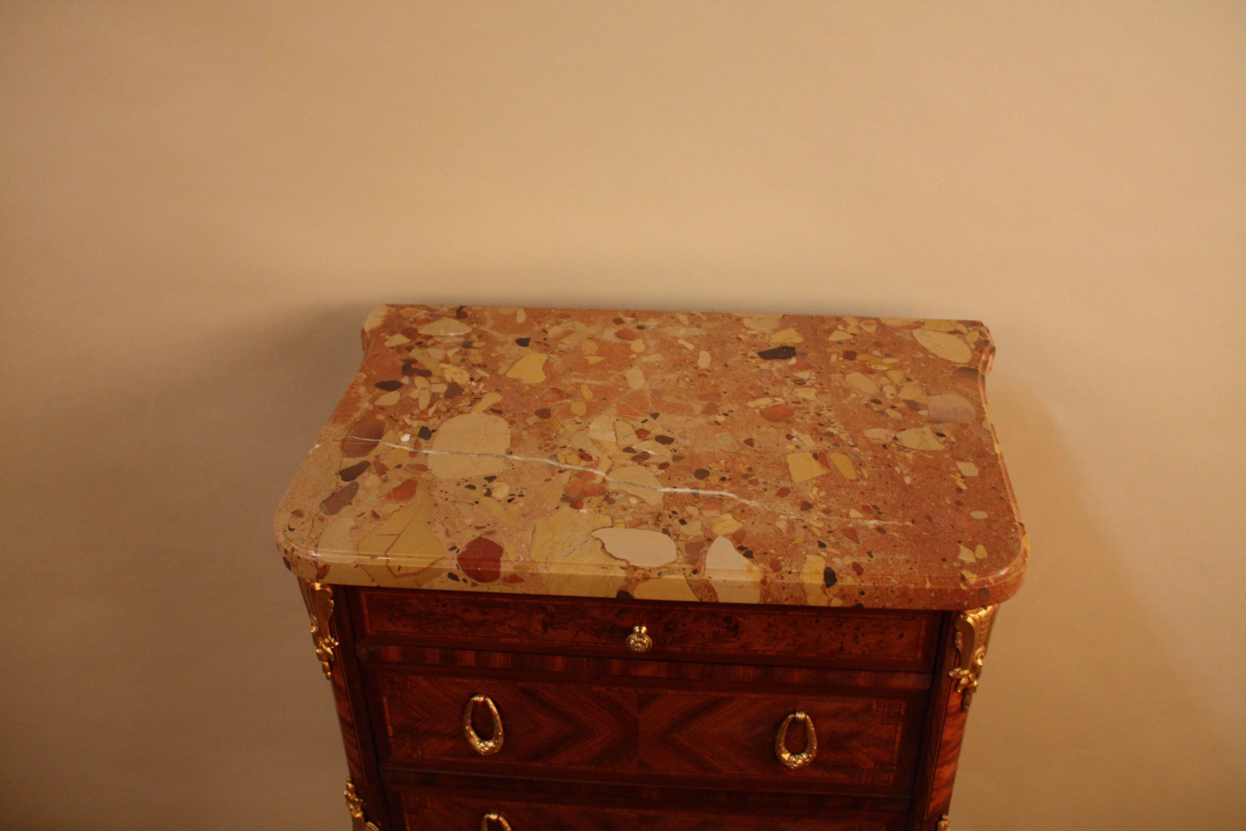 French 19th Century Inlaid Wood and Bronze Side Table 4