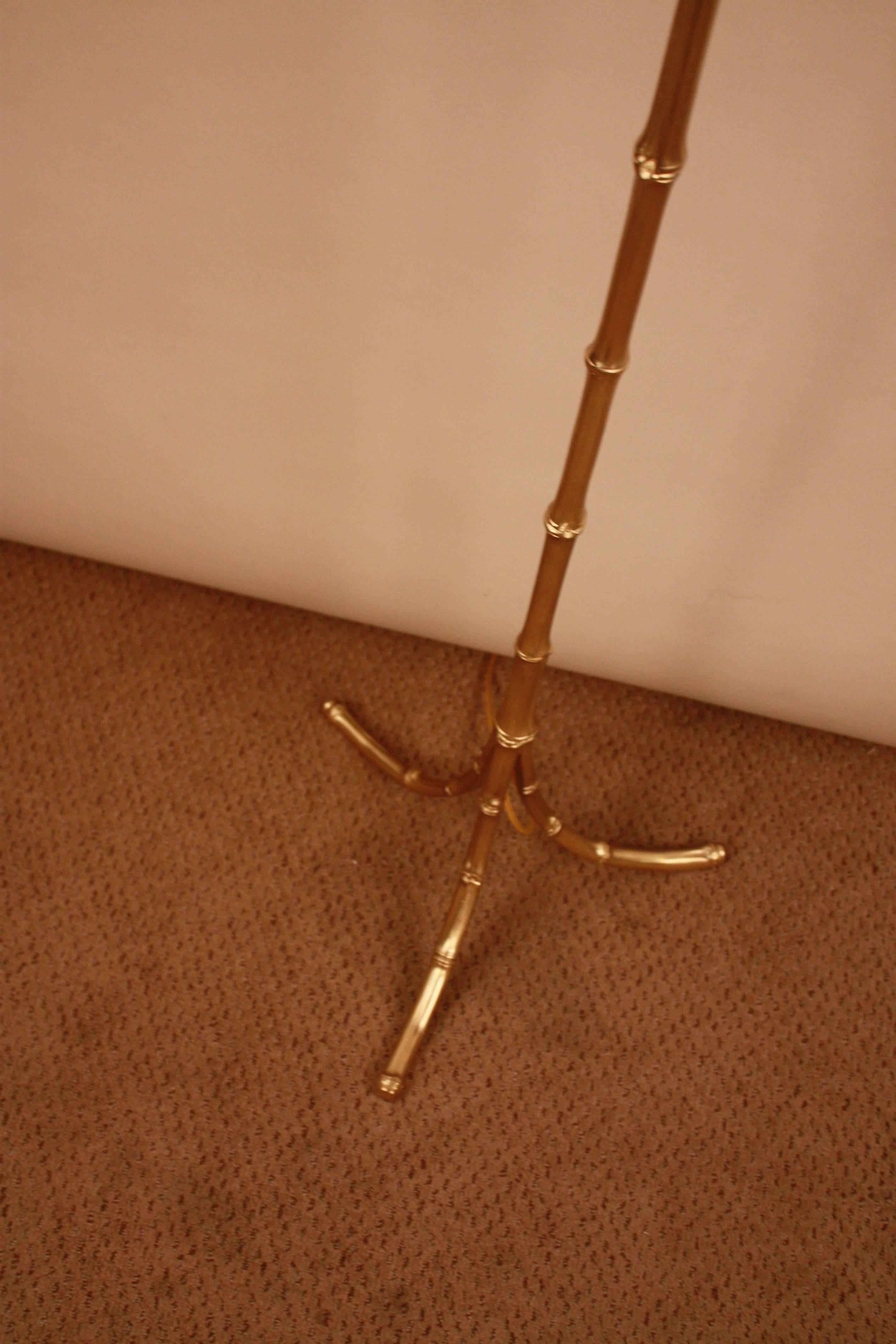 Maison Bagues Faux Bamboo Bronze Floor Lamp In Good Condition In Fairfax, VA