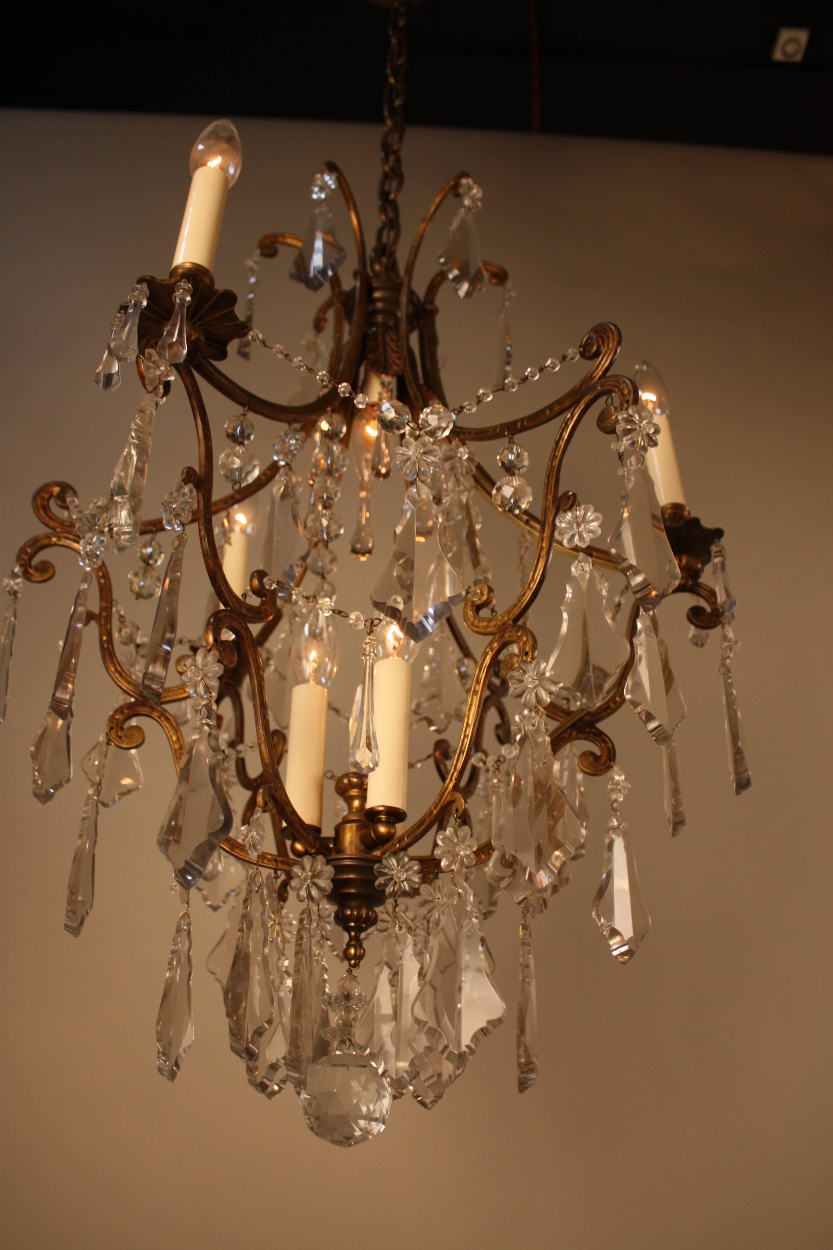 Spanish Crystal and Bronze Chandelier 3