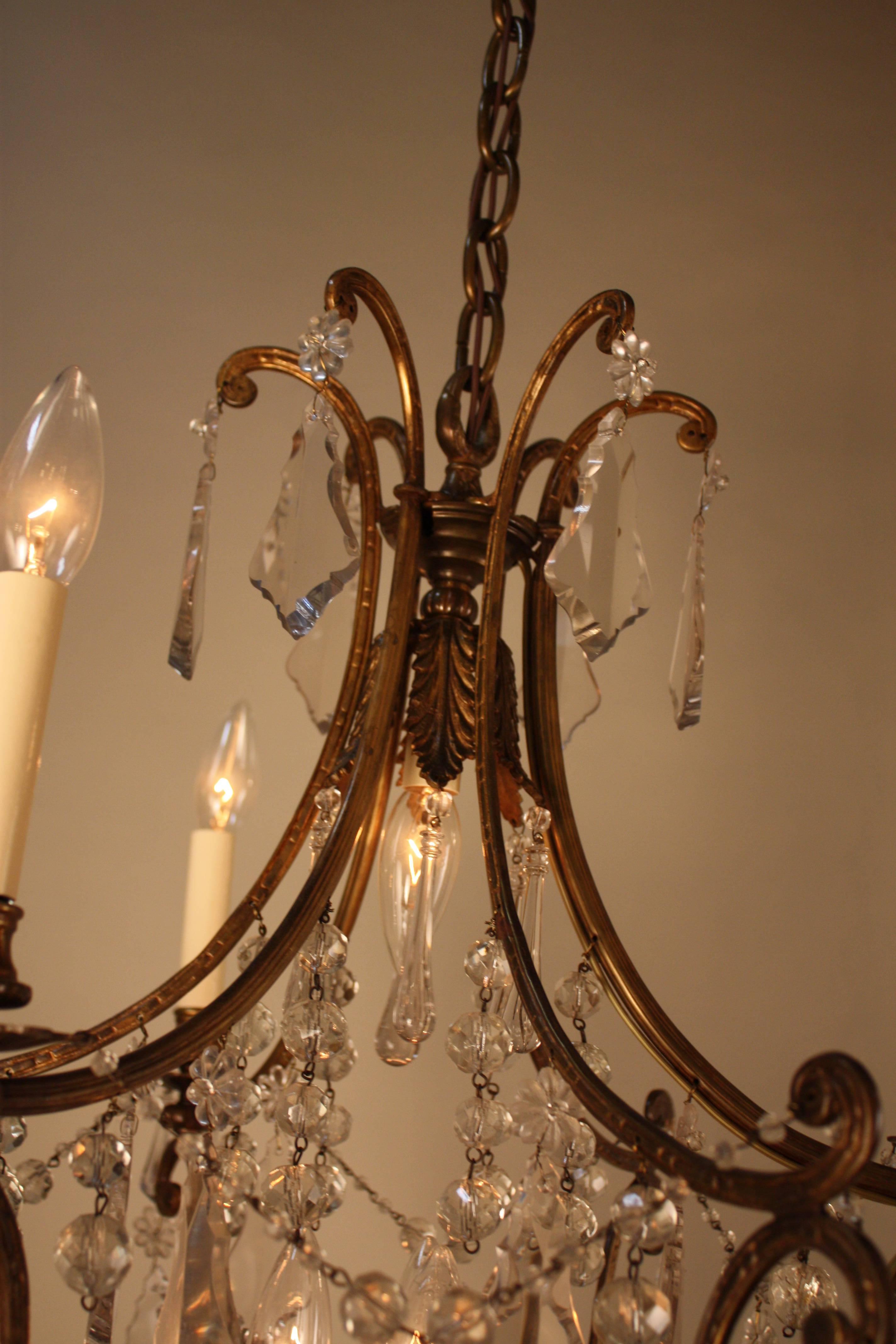 Spanish Crystal and Bronze Chandelier 4