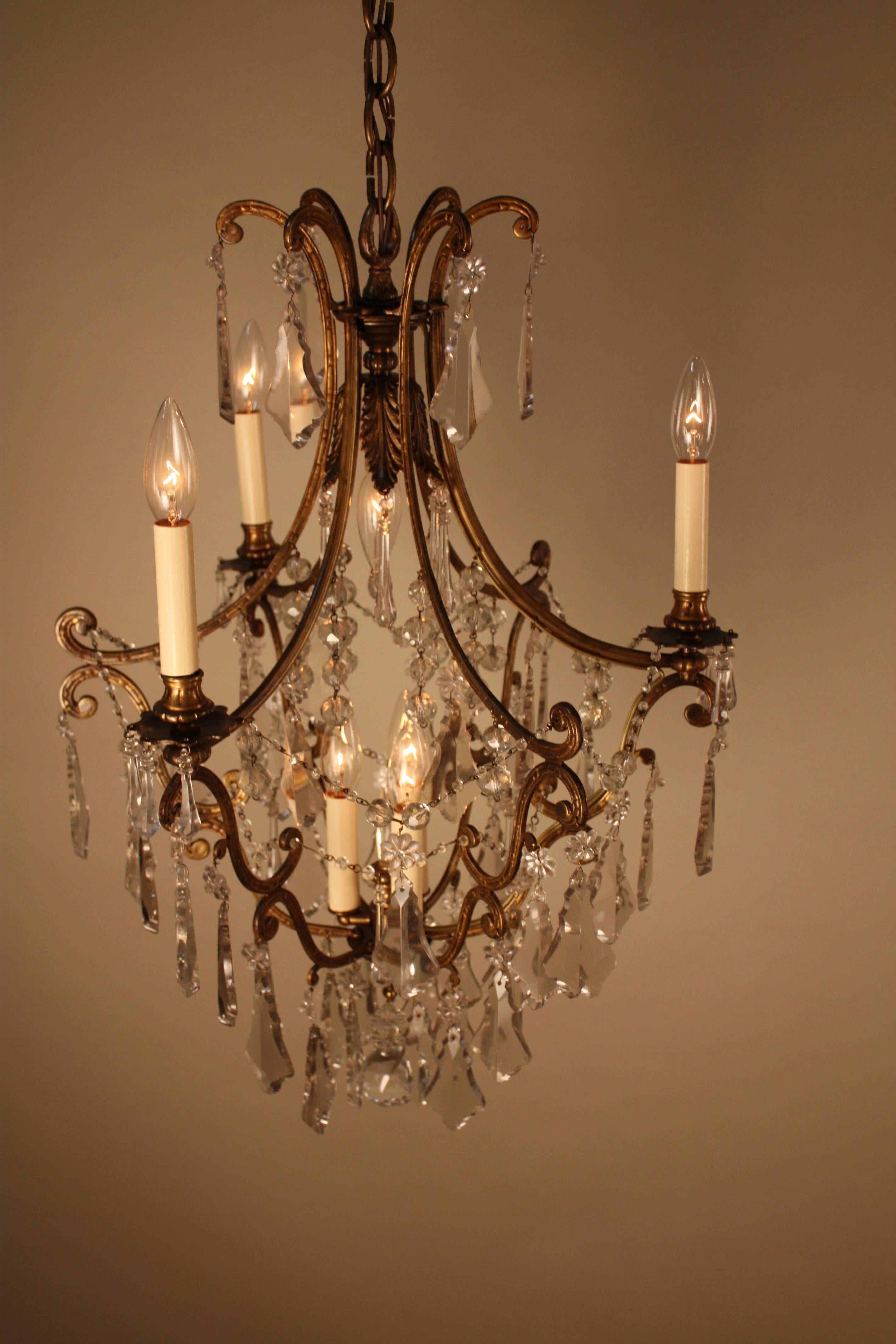 Spanish Crystal and Bronze Chandelier 5