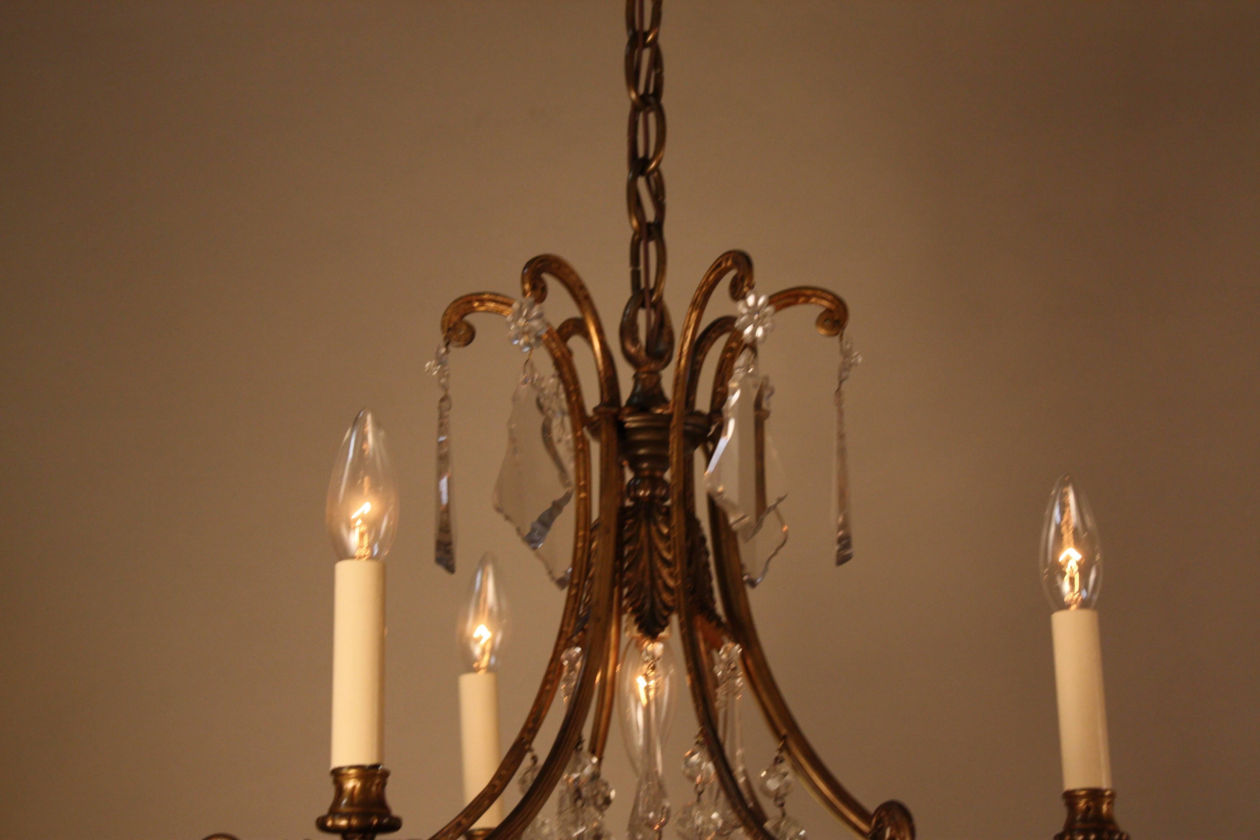 Spanish Crystal and Bronze Chandelier 1