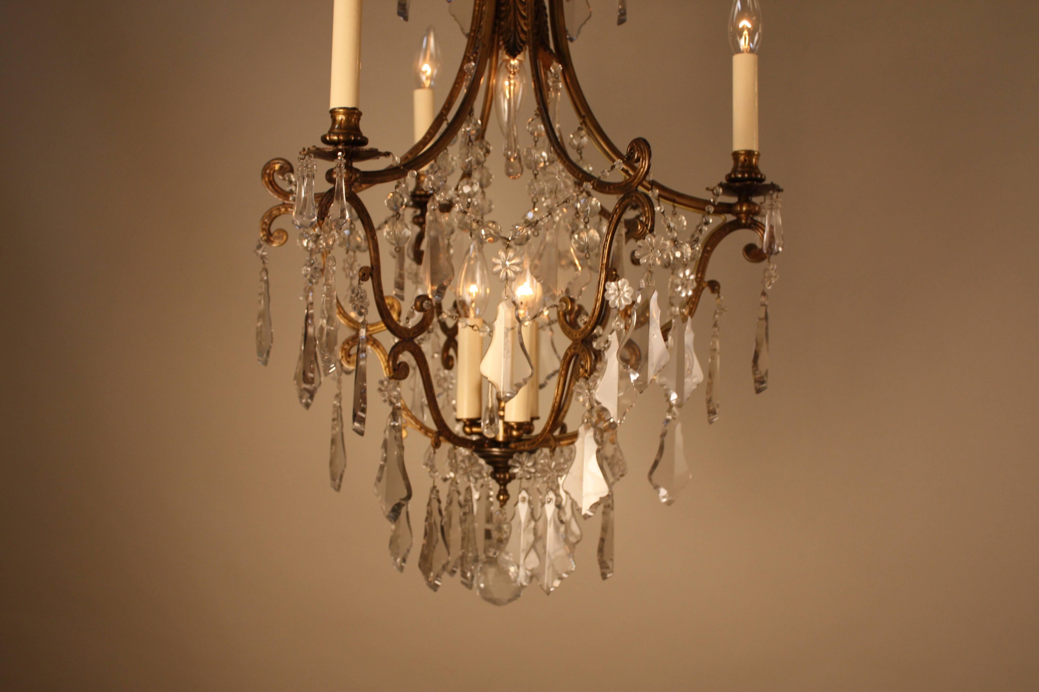 Spanish Crystal and Bronze Chandelier 2