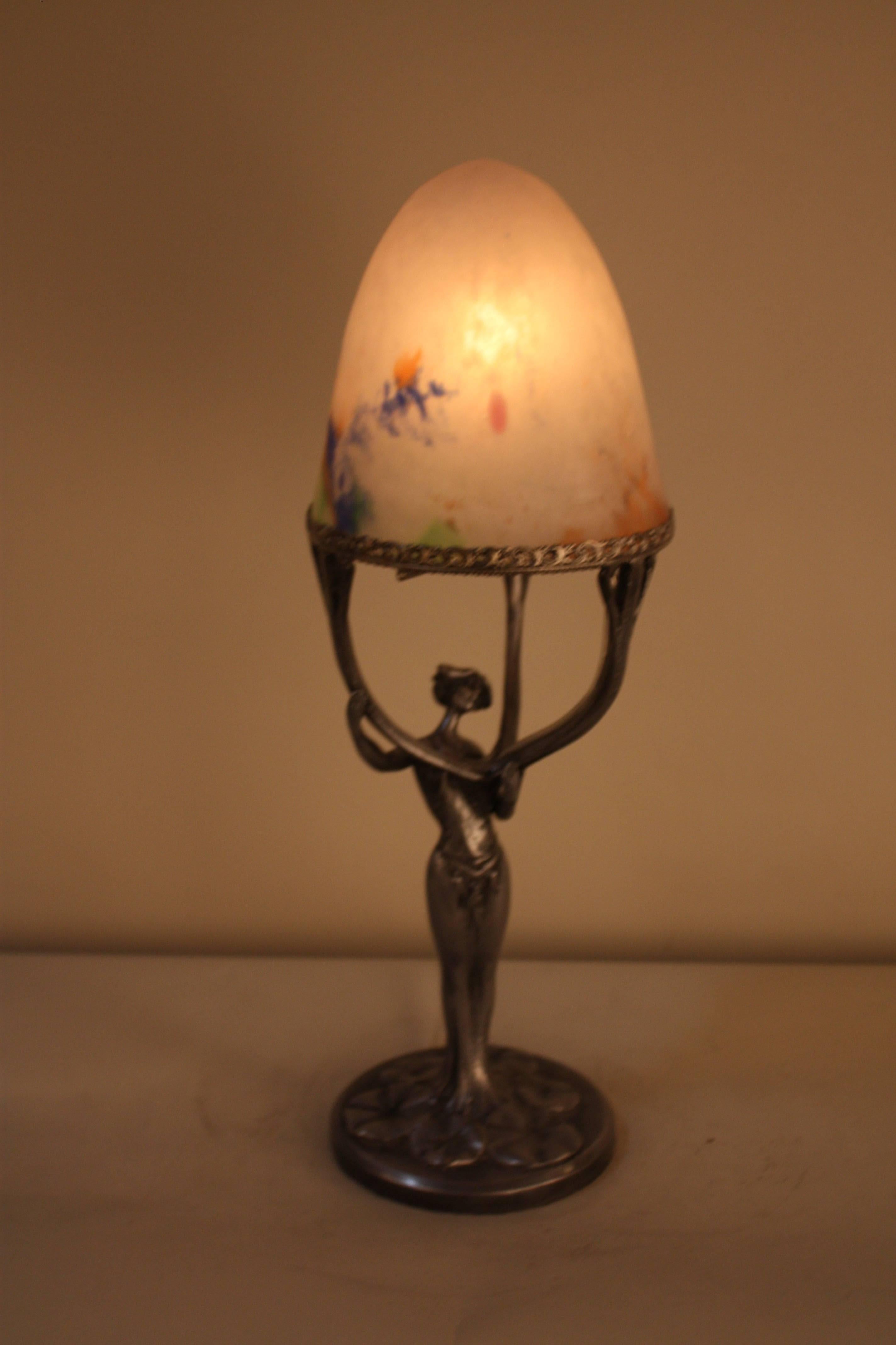 French Art Nouveau Table Lamp In Good Condition In Fairfax, VA