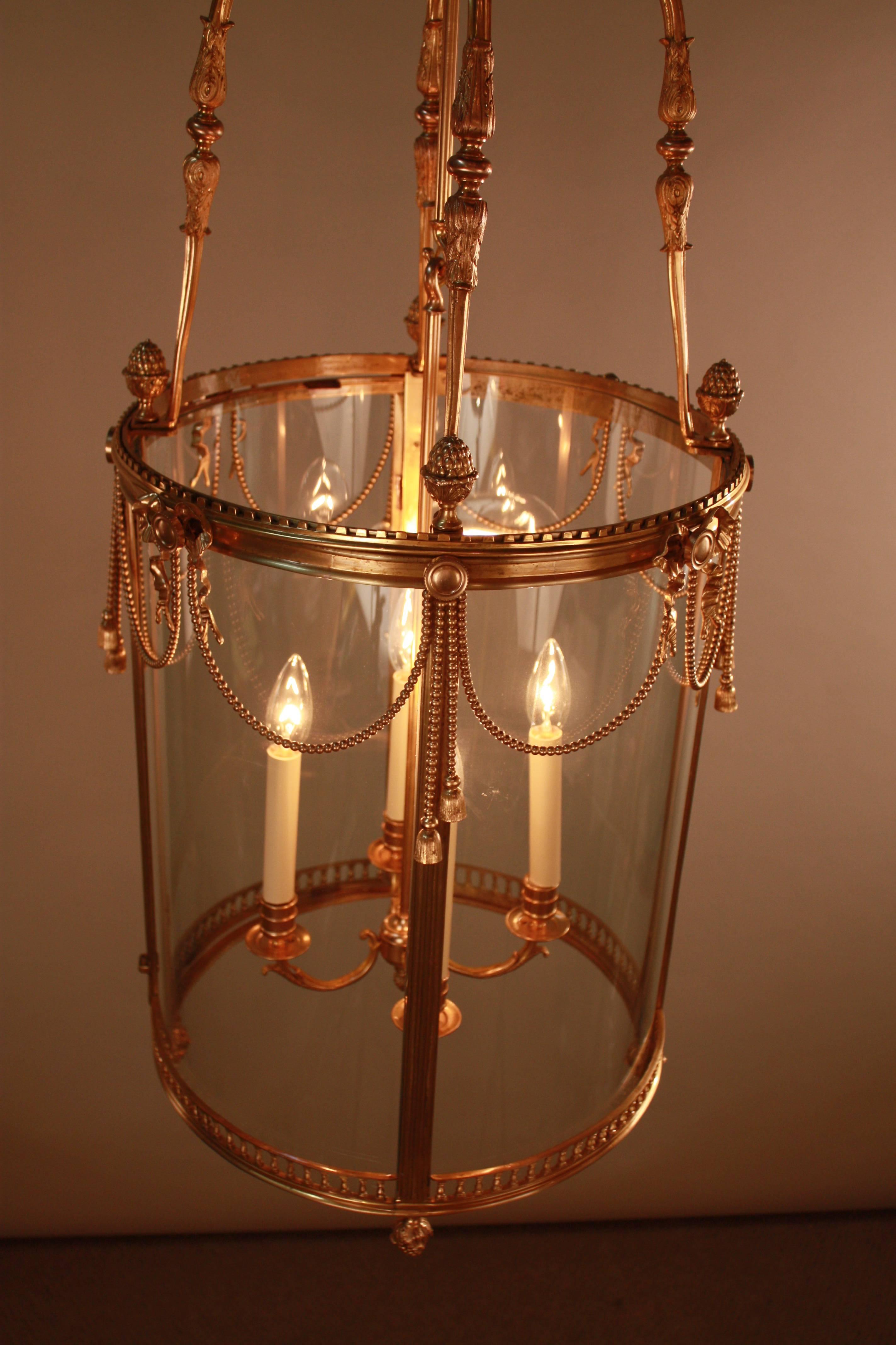 French 19th Century Large Dore Bronze Lantern 4