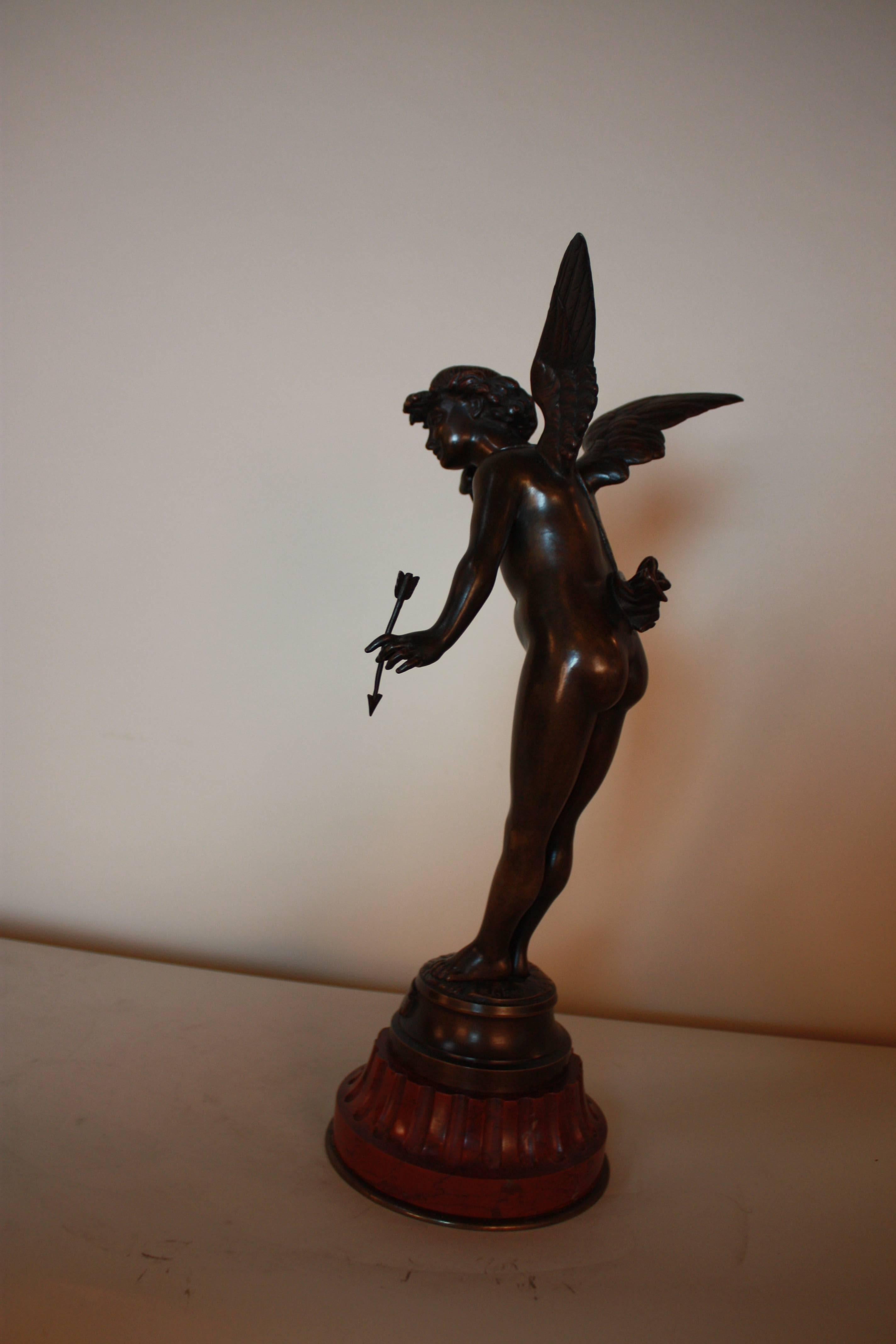 French Bronze Sculpture of Angel Il Bat 'It Beats 'Signed H. Giraud In Good Condition In Fairfax, VA