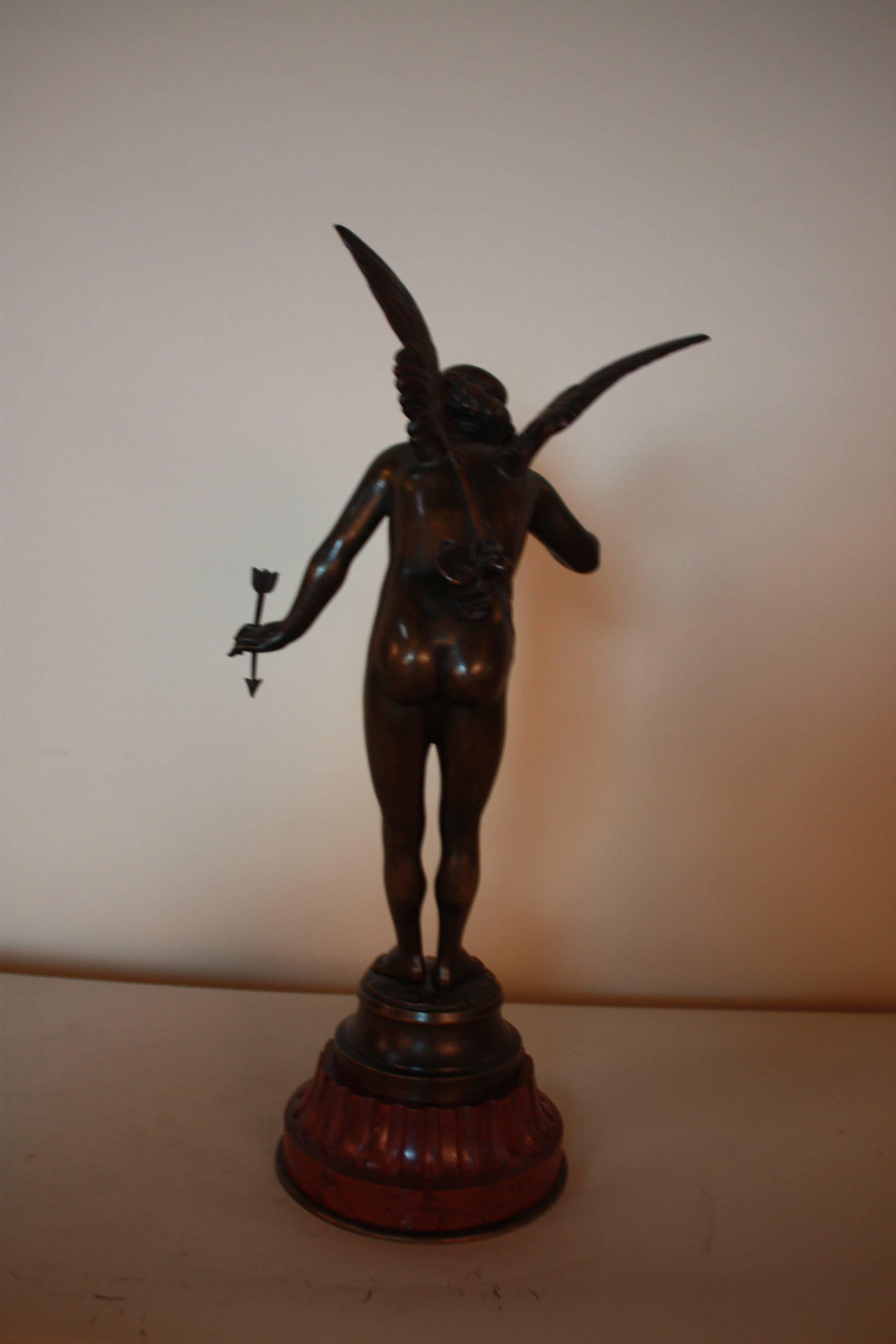 19th Century French Bronze Sculpture of Angel Il Bat 'It Beats 'Signed H. Giraud