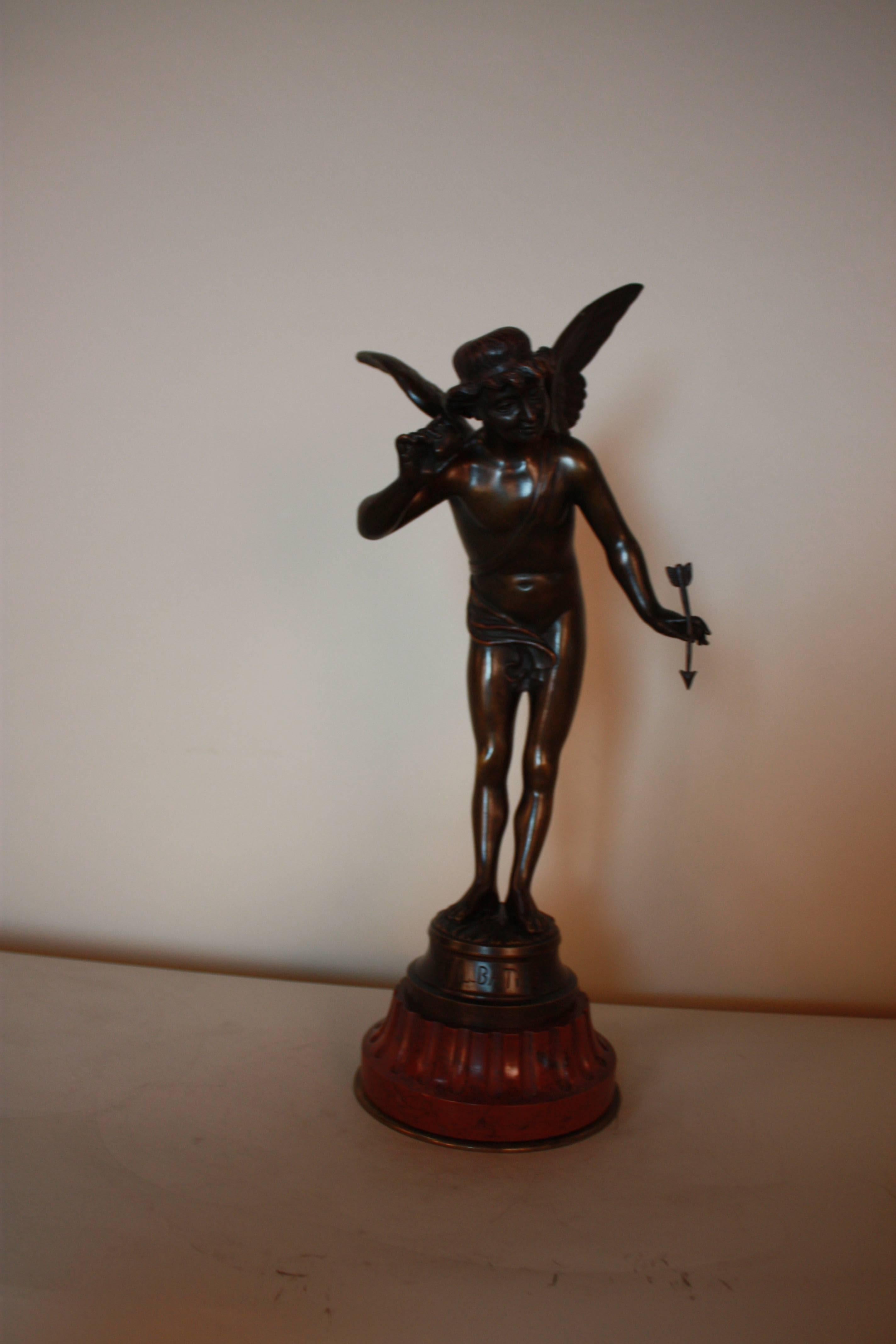 French Bronze Sculpture of Angel Il Bat 'It Beats 'Signed H. Giraud 4