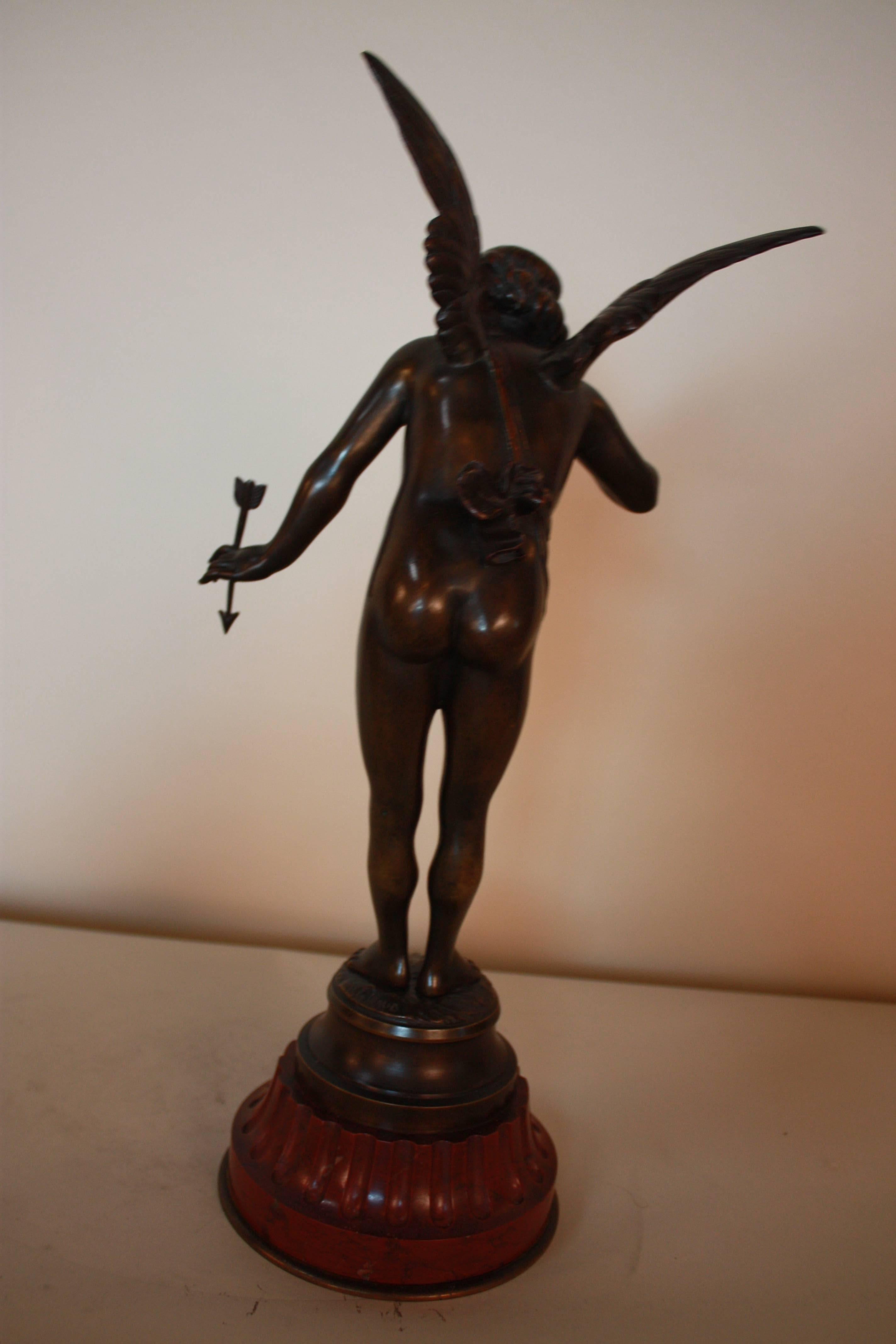 French Bronze Sculpture of Angel Il Bat 'It Beats 'Signed H. Giraud 5