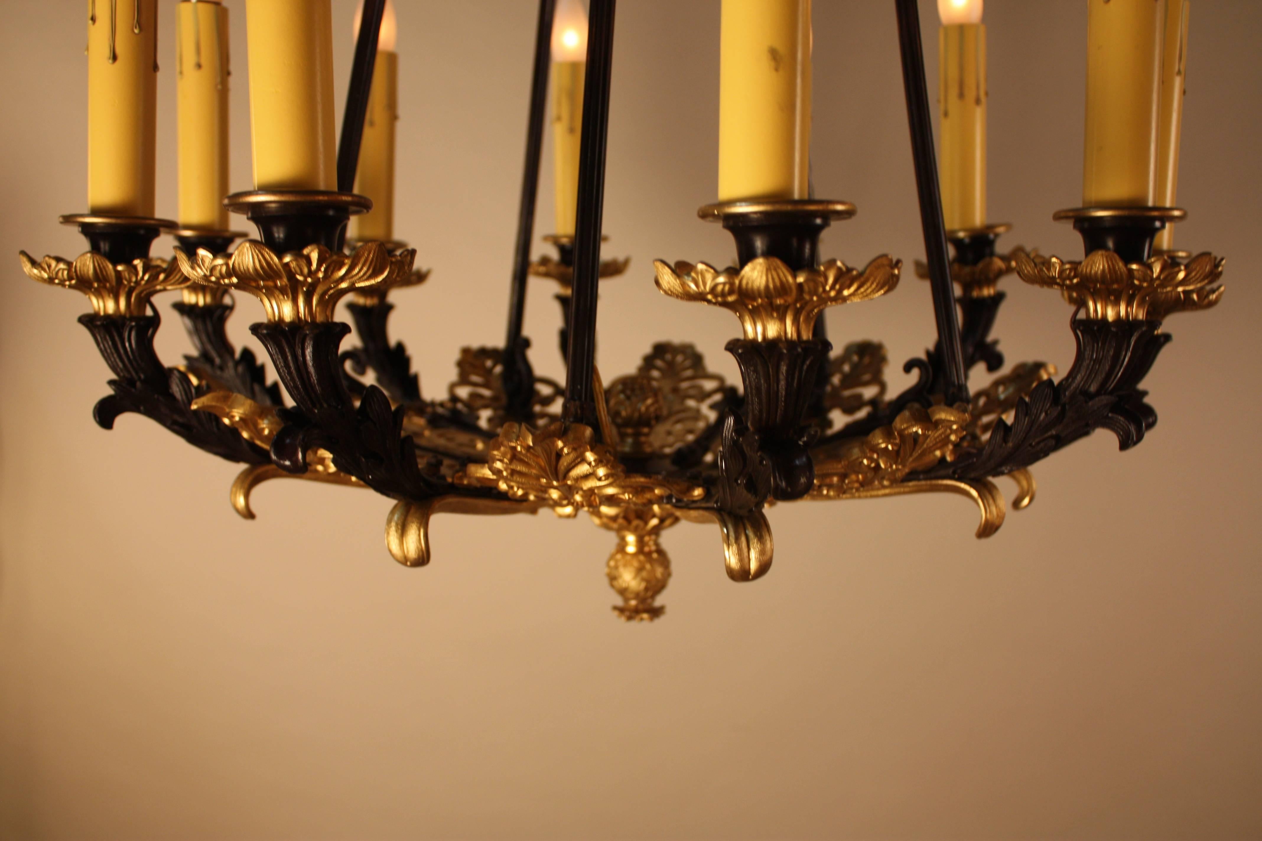 French Empire Style Bronze Chandelier 2