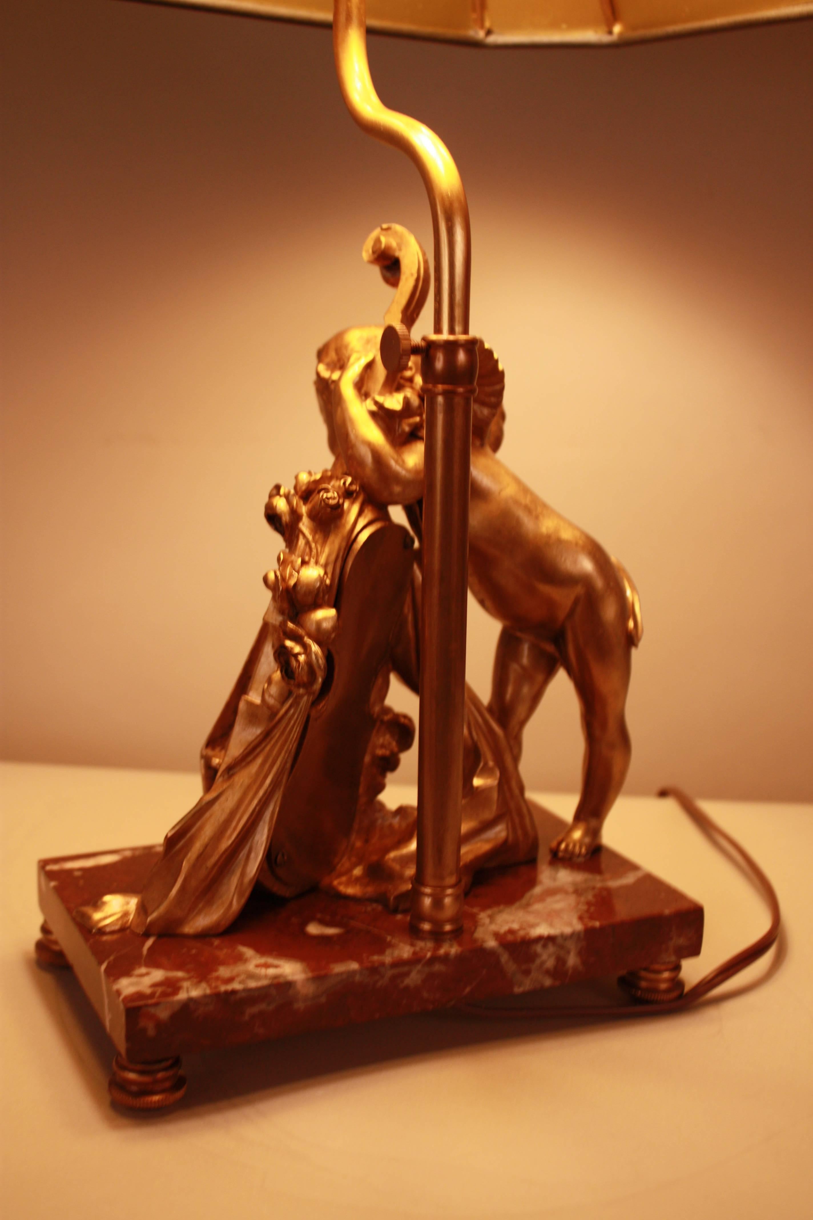 Bronze Cello Player Table Lamp 1