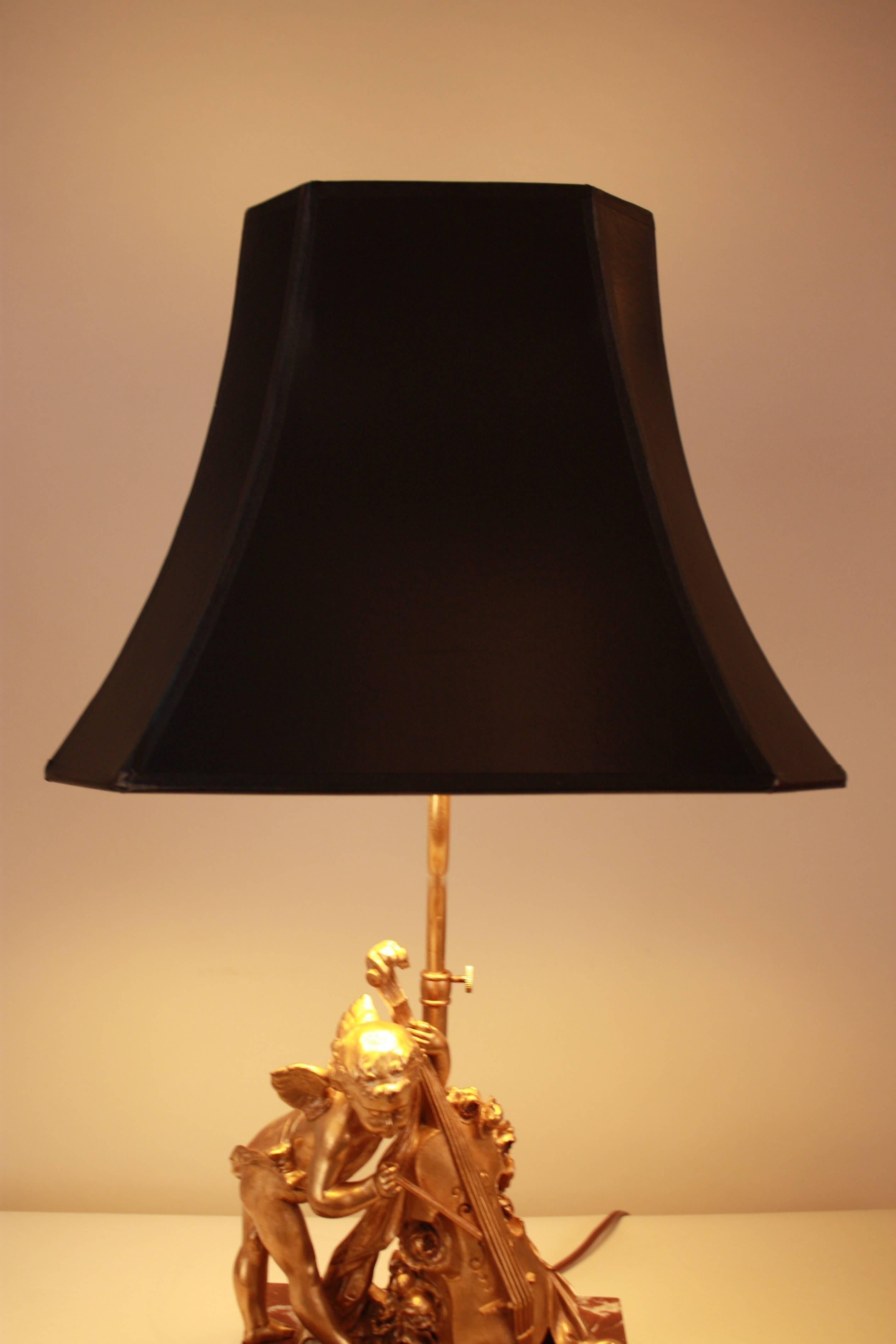 Bronze Cello Player Table Lamp 4