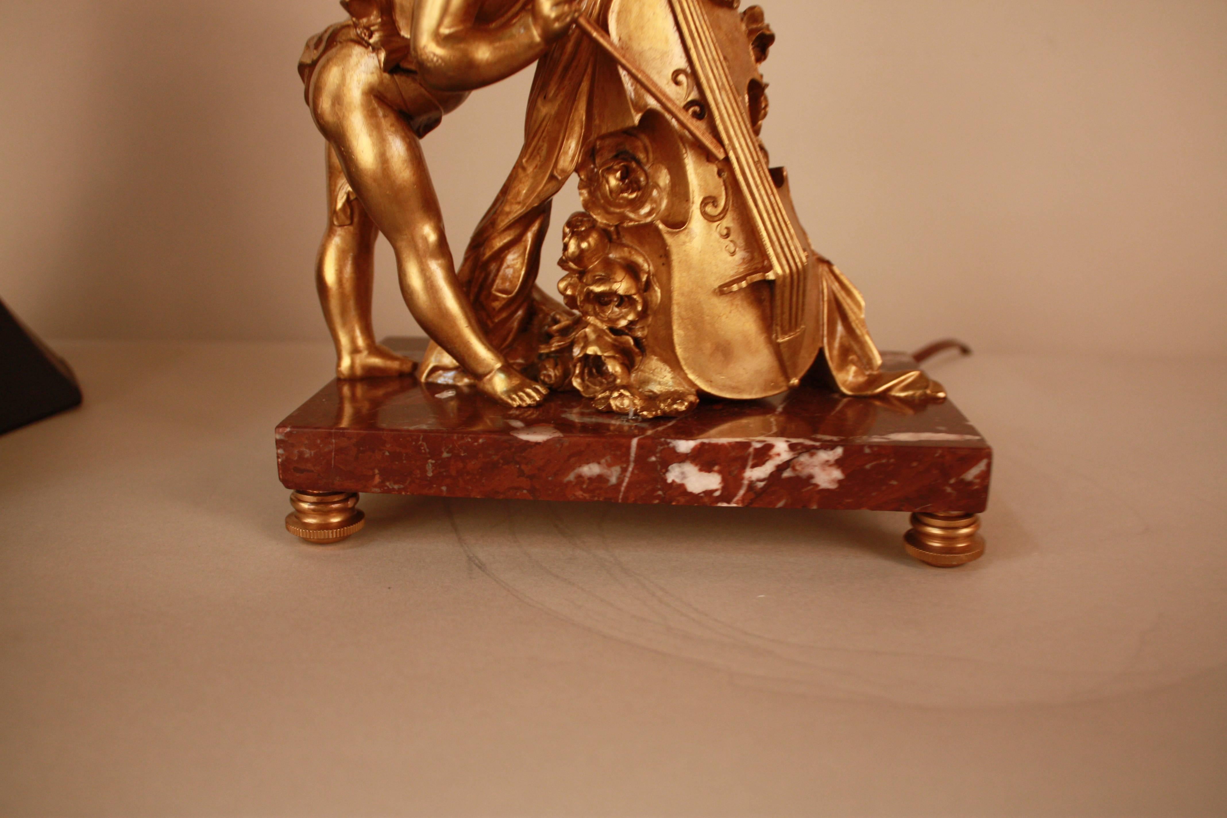 Bronze Cello Player Table Lamp 3