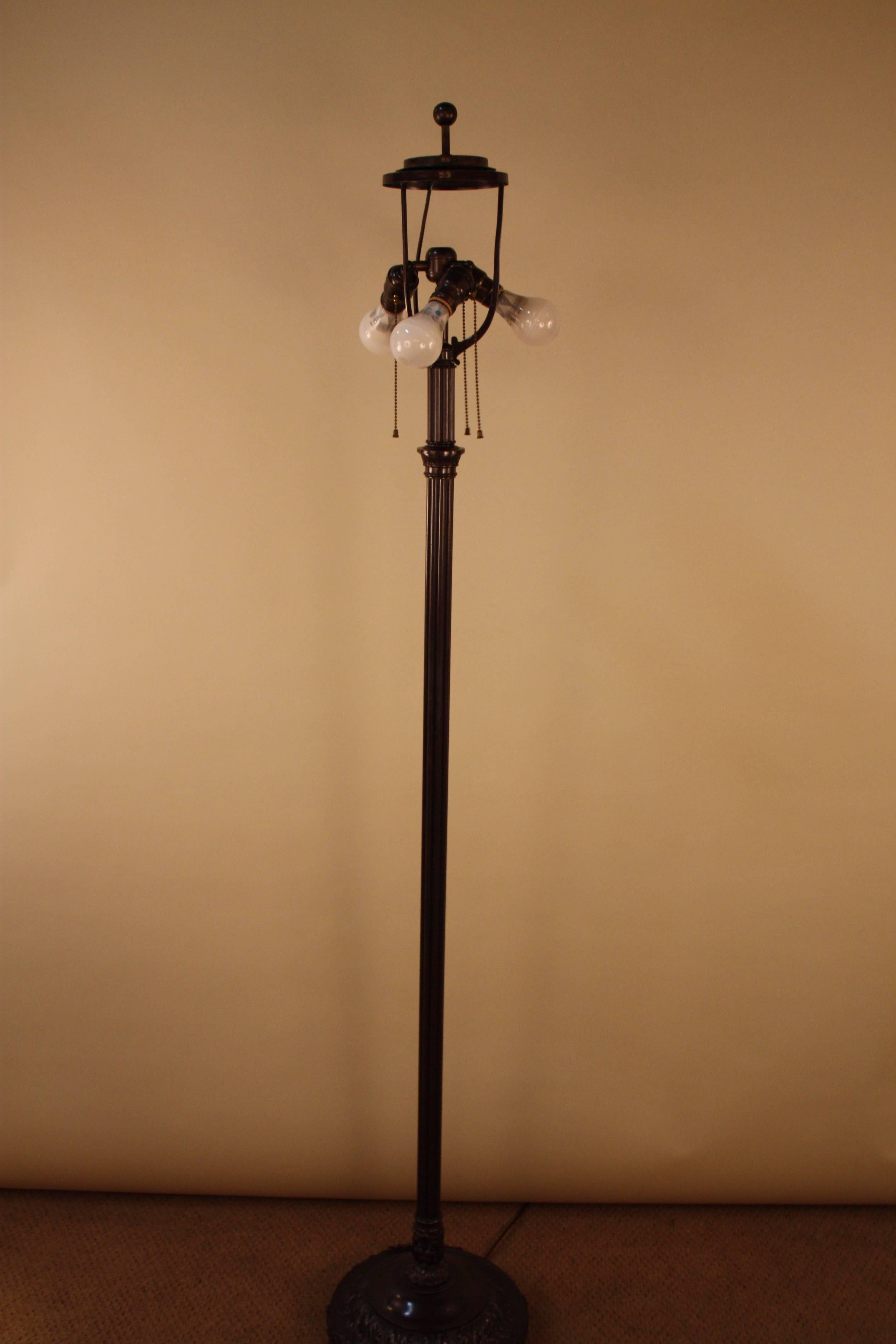 Bronze Stained Glass Floor Lamp in Style of Handel