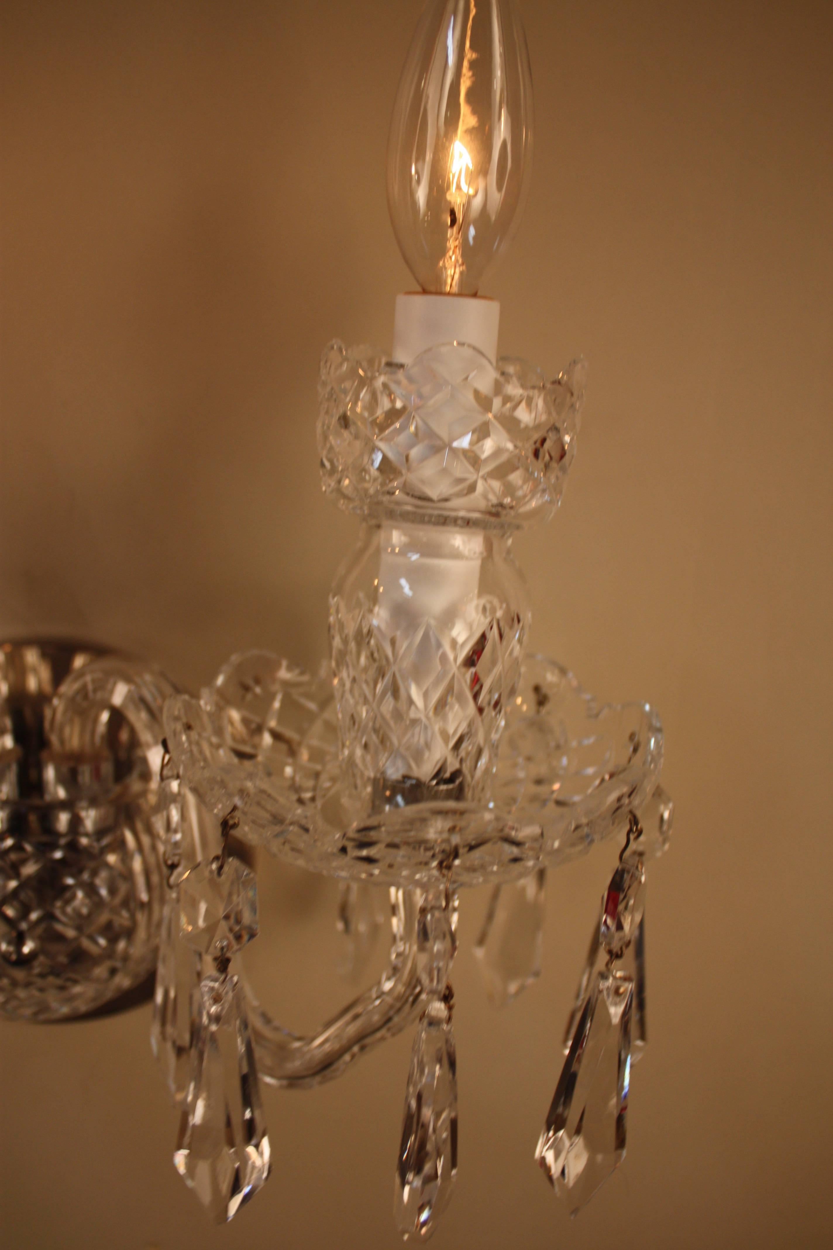 Irish Pair of Waterford Crystal Wall Sconces