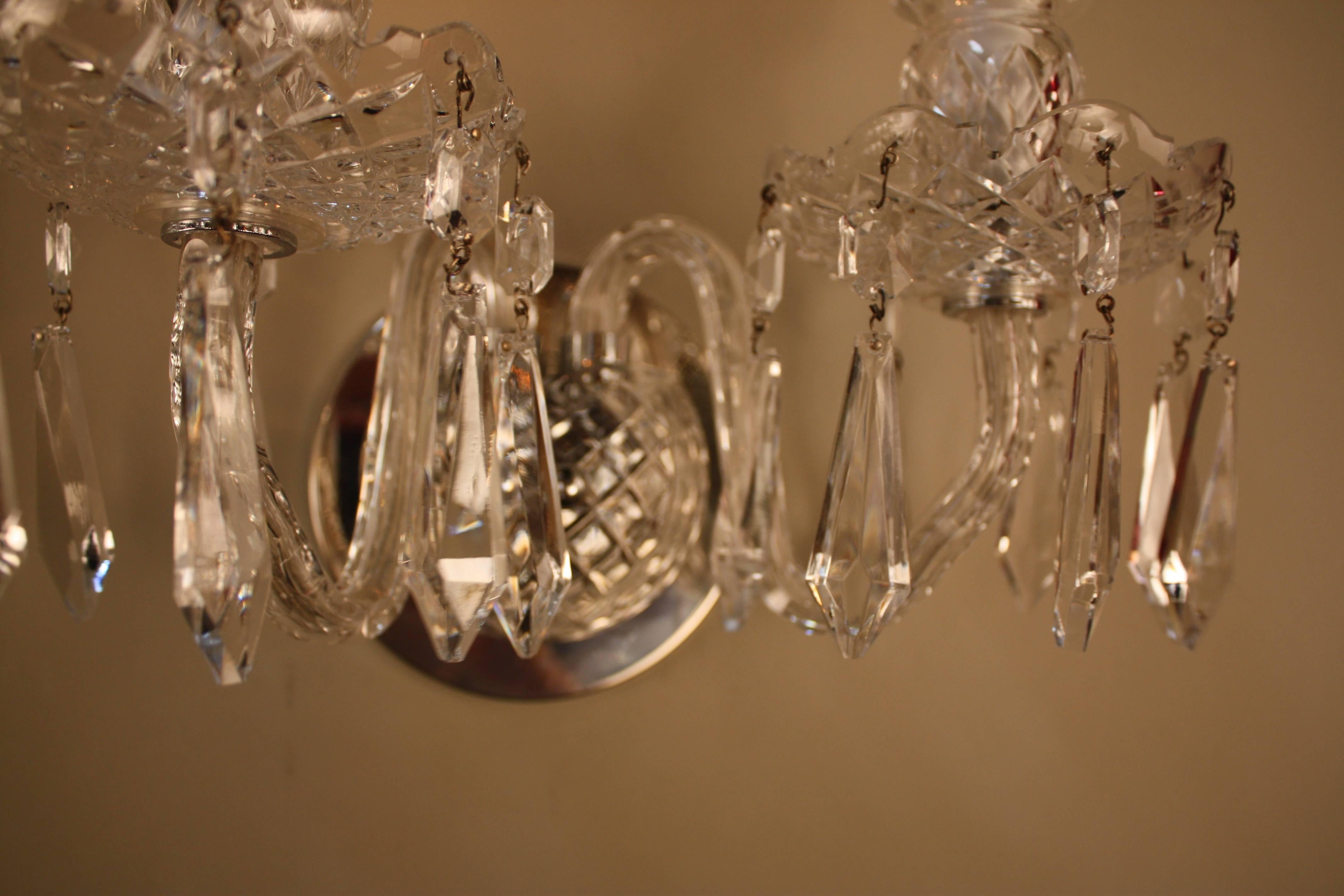 Pair of Waterford Crystal Wall Sconces In Good Condition In Fairfax, VA