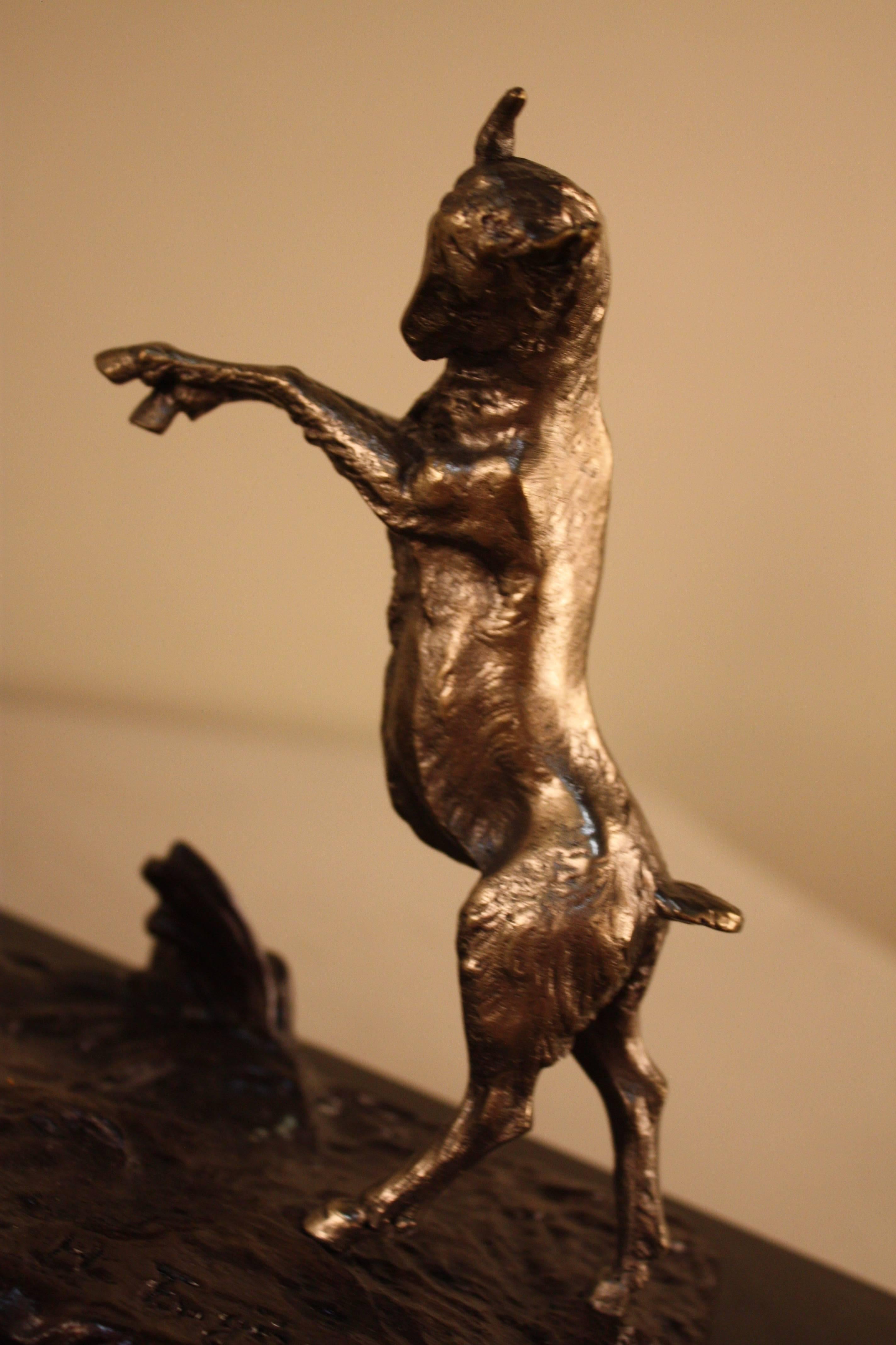 Bronze Sculpture of Nude Woman and Dancing Goat by Henri Fugère For Sale
