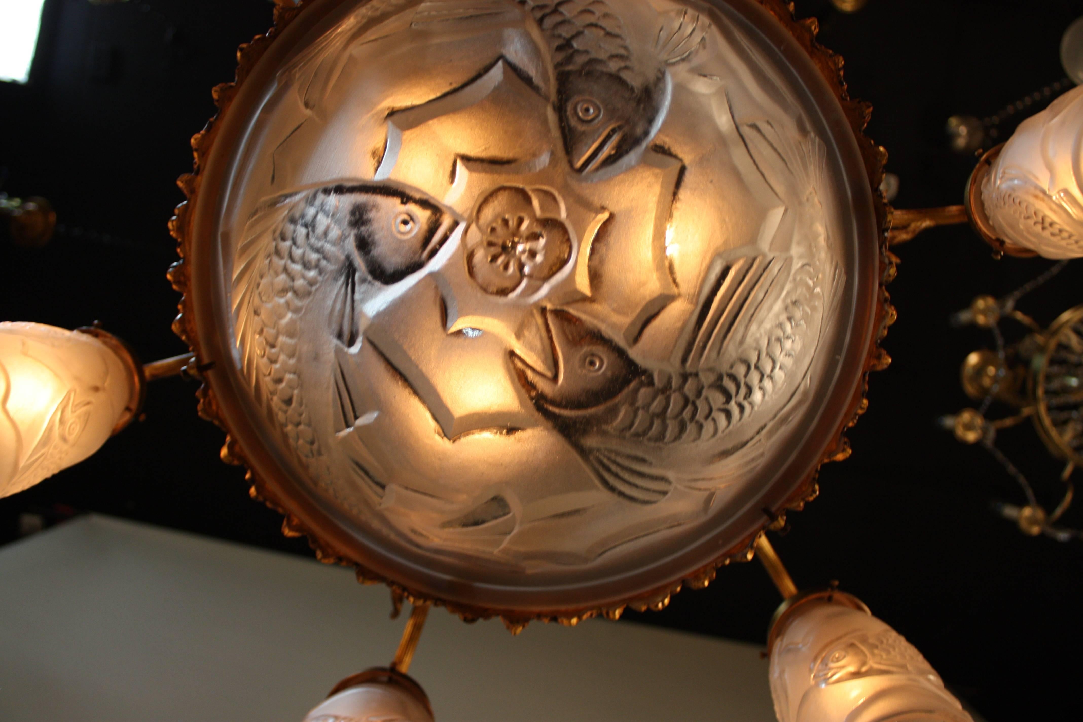 bronze art deco chandelier
