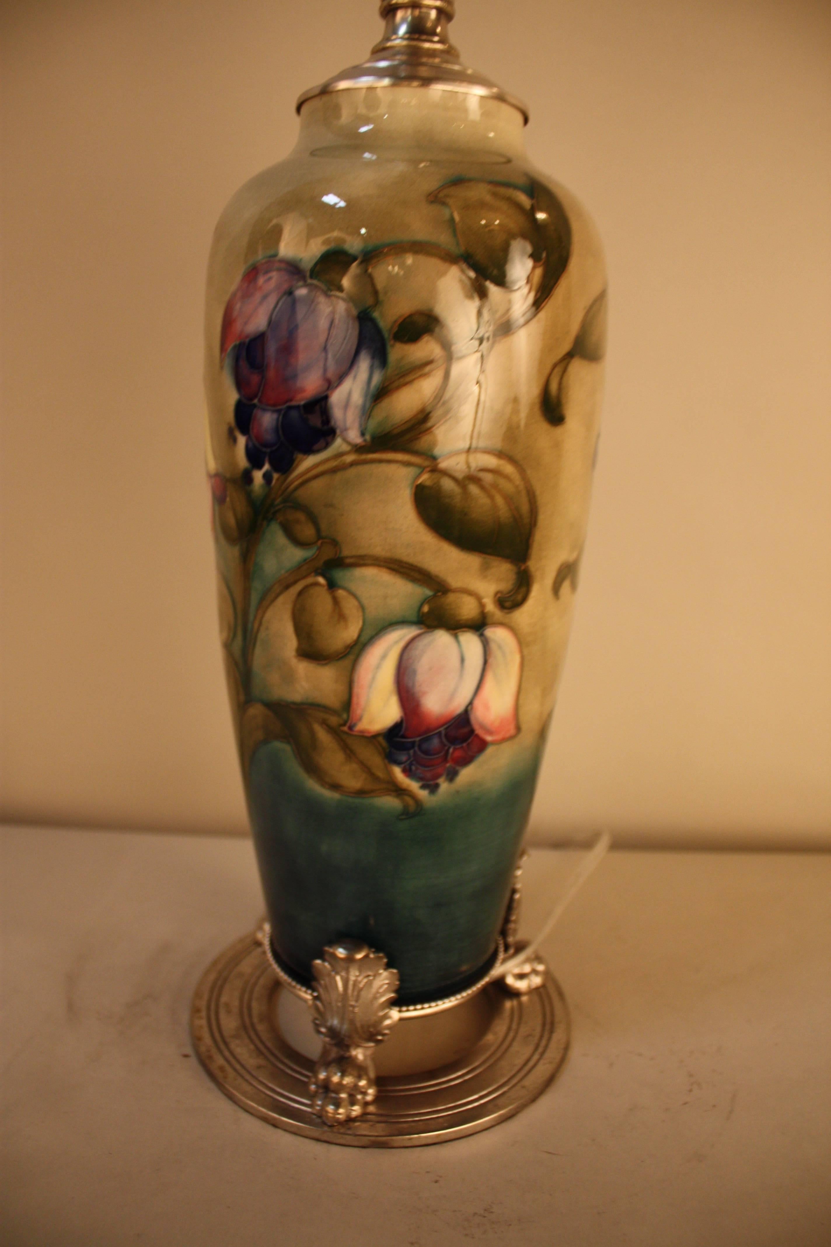 English Ceramic Art Nouveau Style Table Lamp by Moorcroft 1