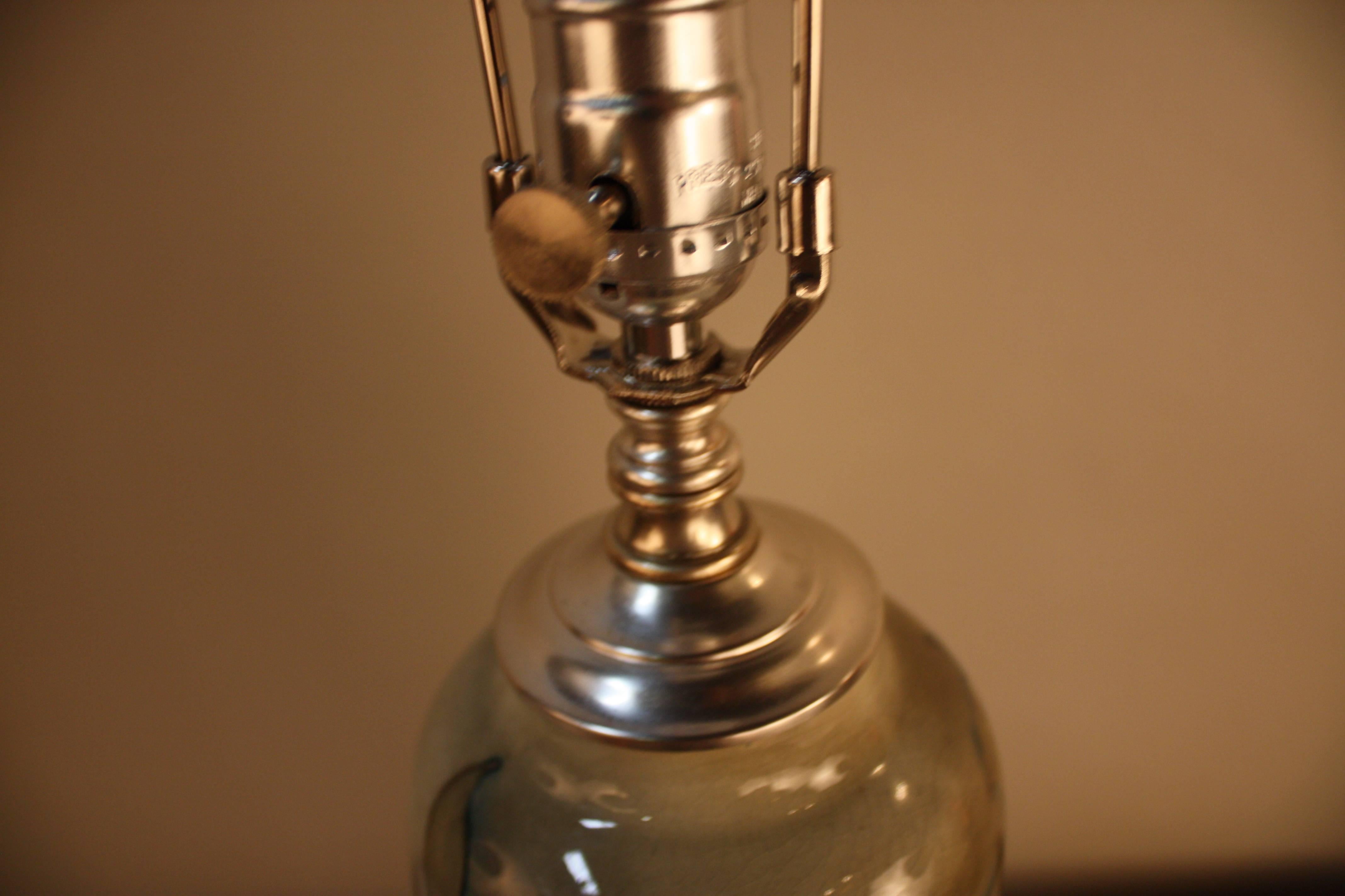 Metal English Ceramic Art Nouveau Style Table Lamp by Moorcroft