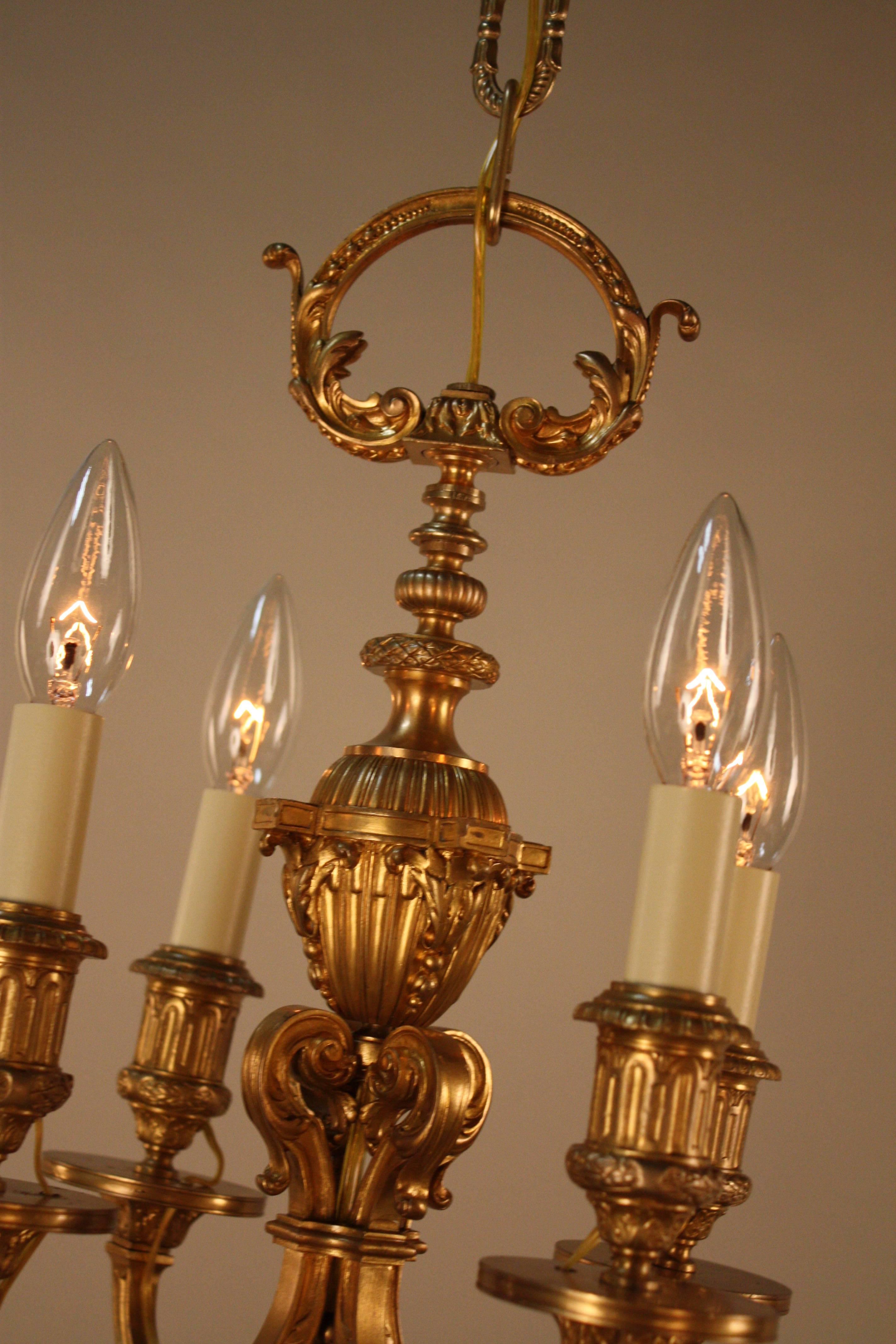 Early 20th Century  1920s French Bronze Chandelier