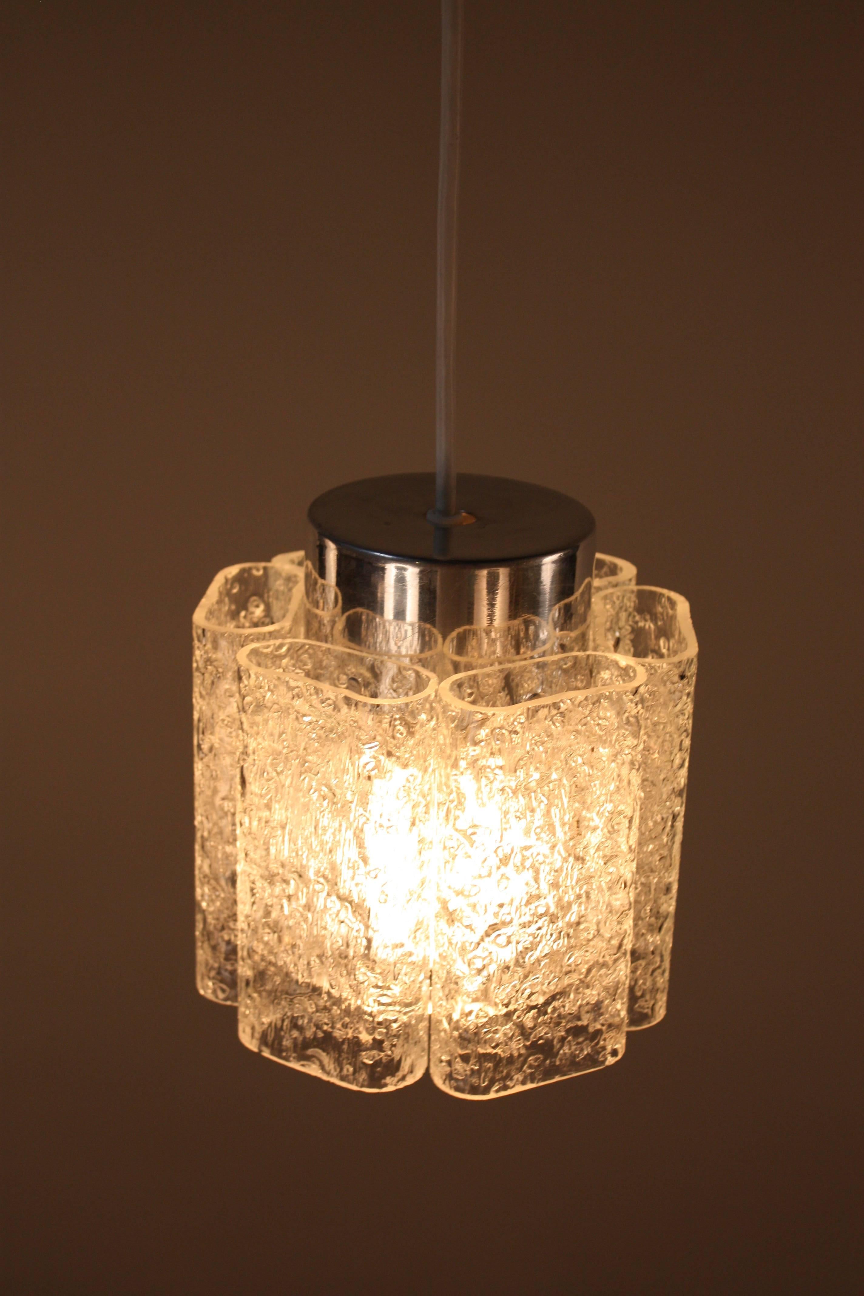 Modern Set of Three Textured Glass Pendant Lights by Doria