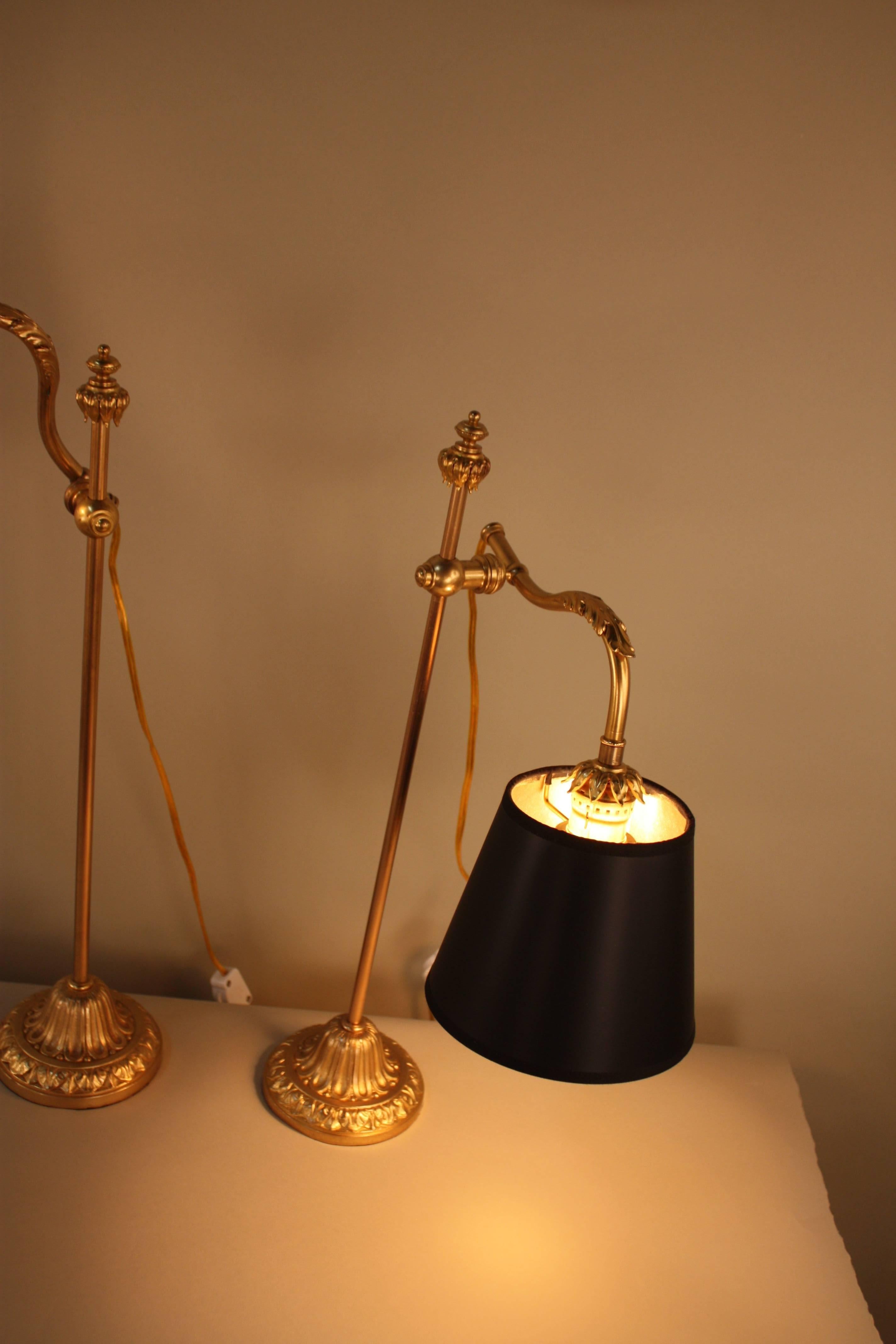Pair of French Bronze Adjustable Table Lamp 2