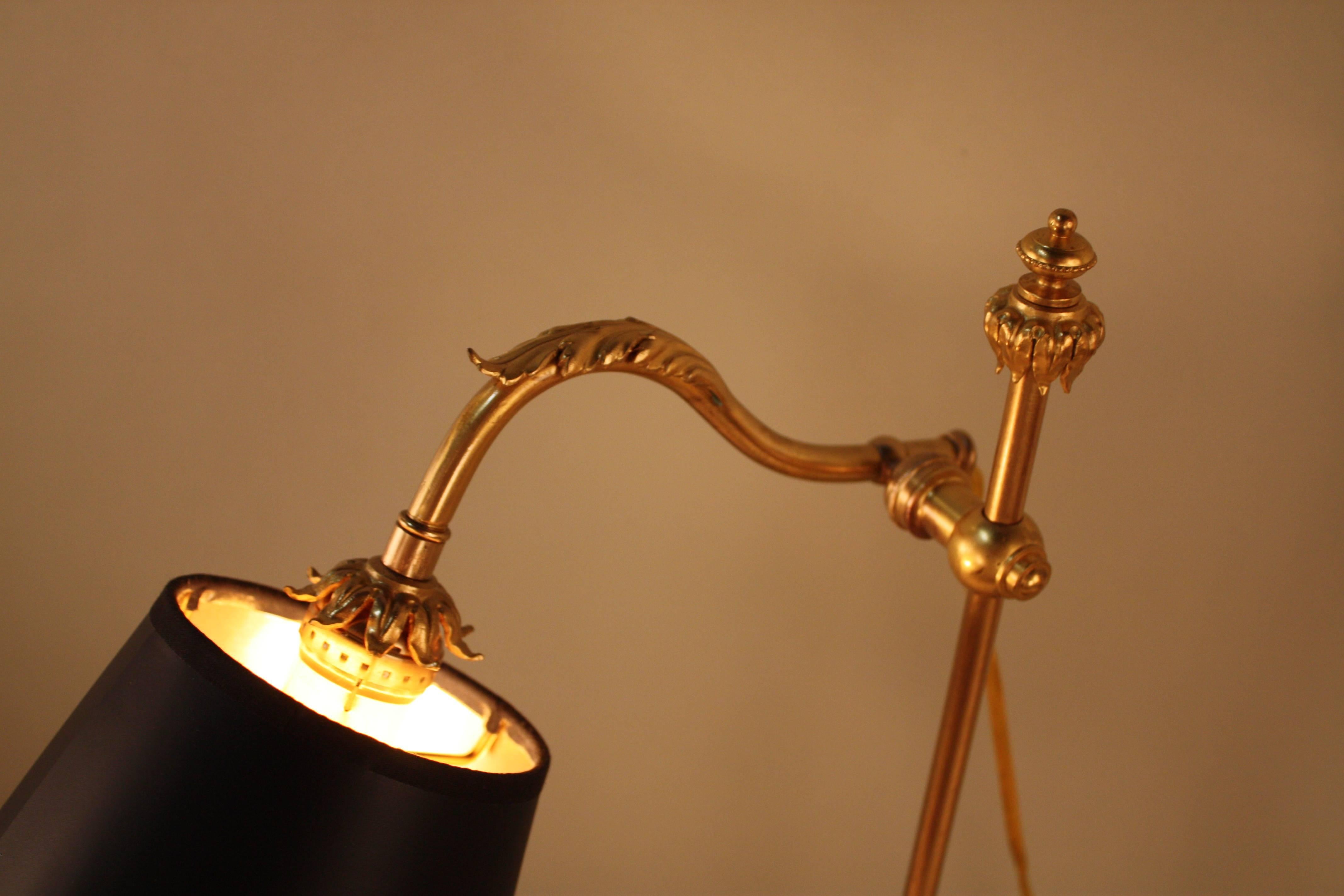 Gilt Pair of French Bronze Adjustable Table Lamp