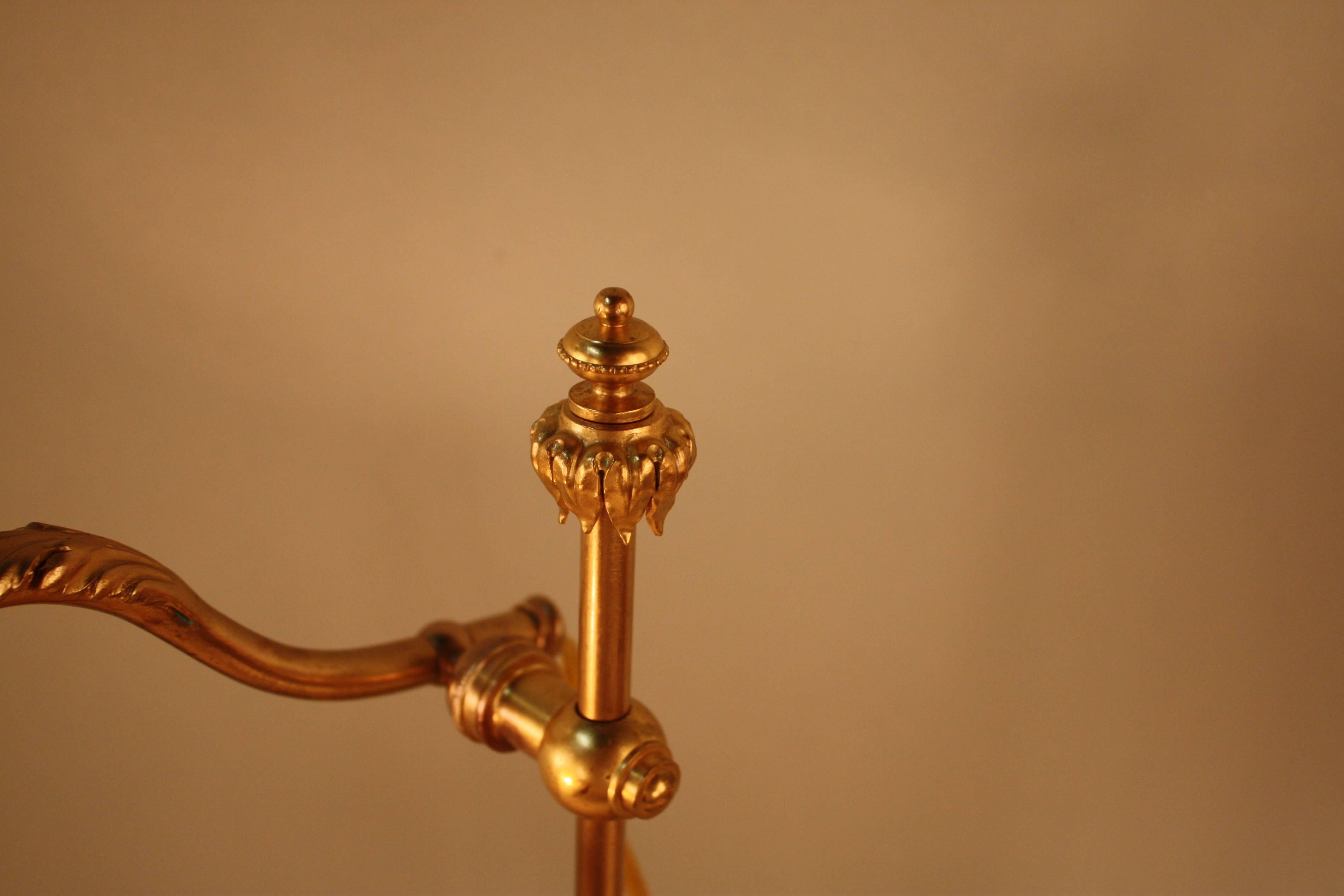 Pair of French Bronze Adjustable Table Lamp In Good Condition In Fairfax, VA