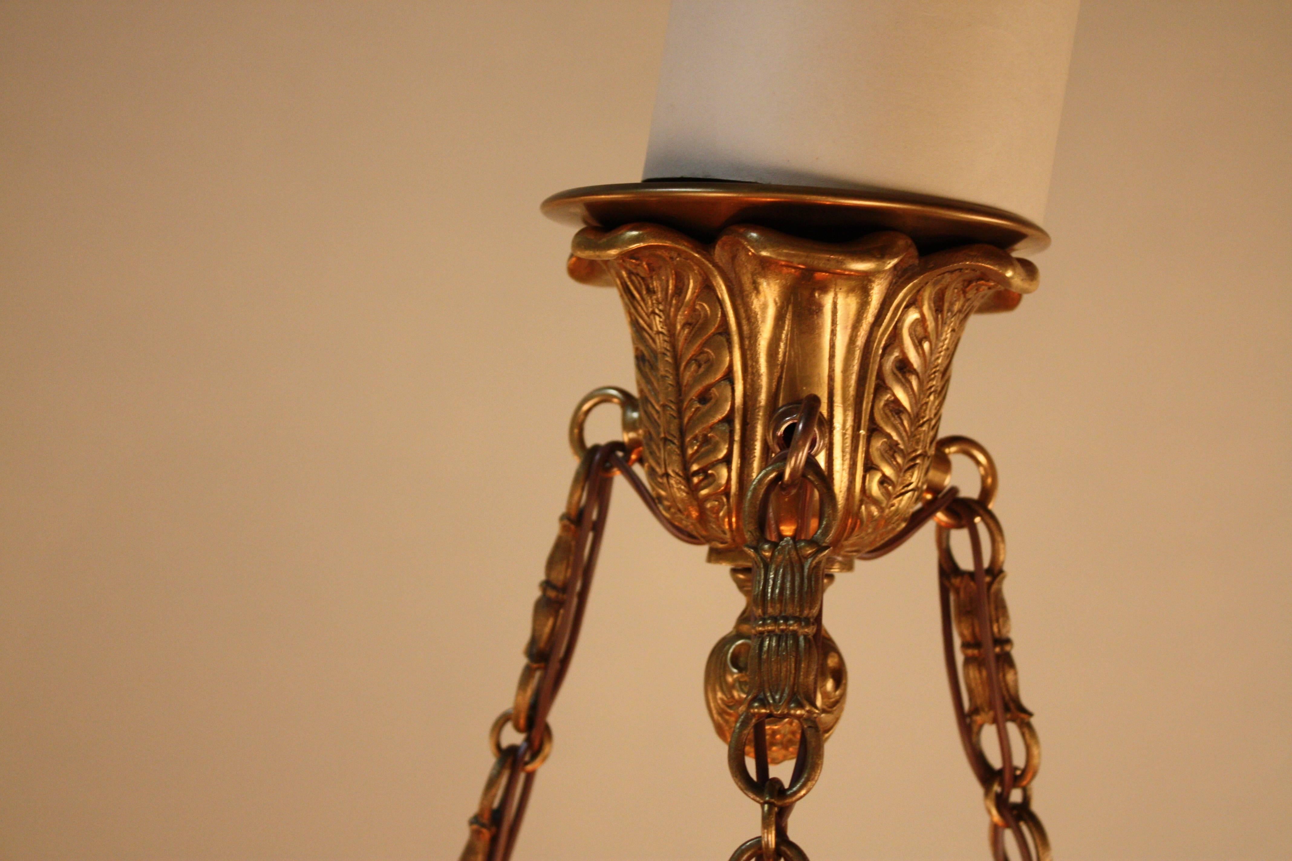 Early 20th Century French Handblown Glass Pendant Chandelier by Charles Schneider